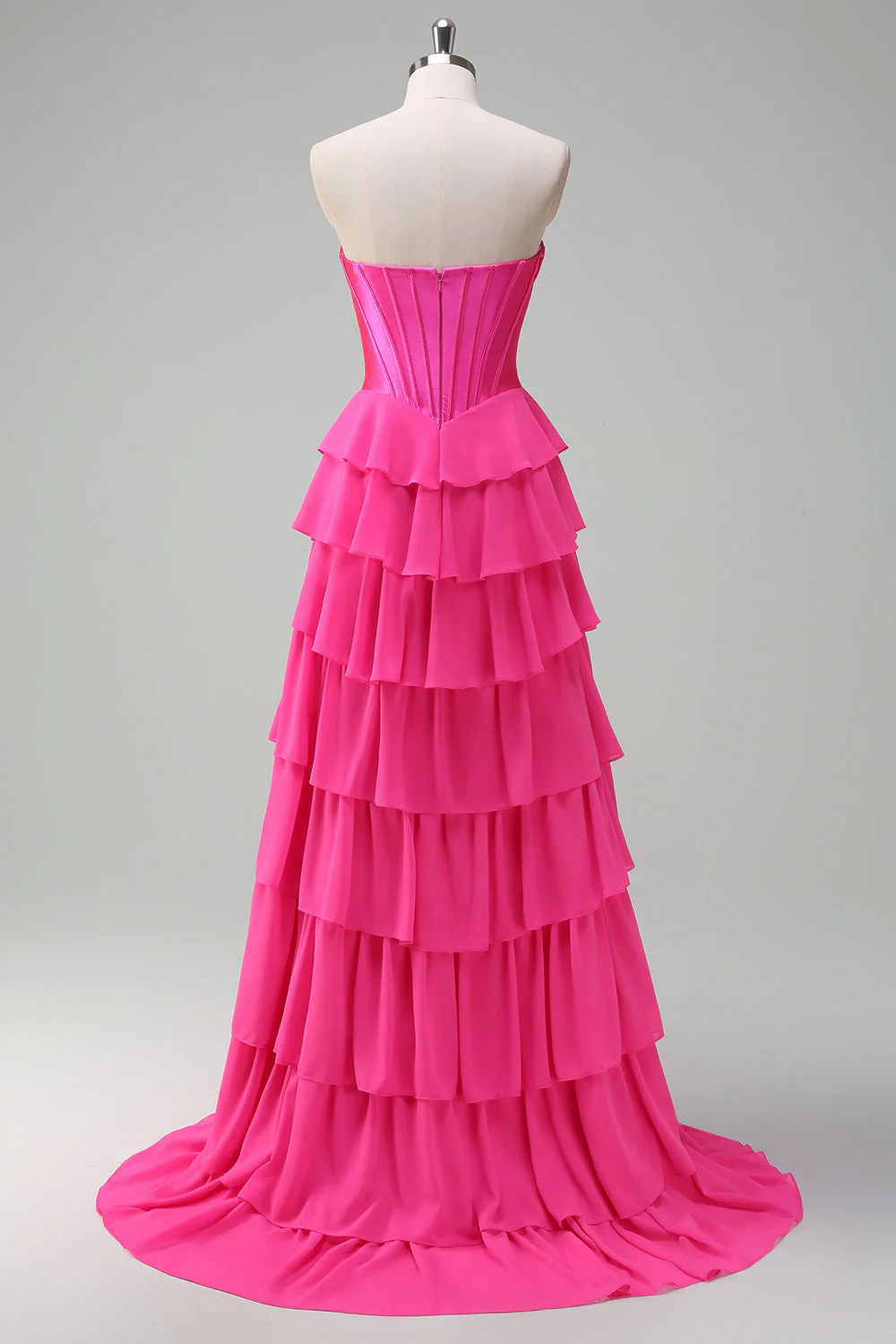 Blue Sweetheart Ruffled A Line Long Prom Dress - Image 8
