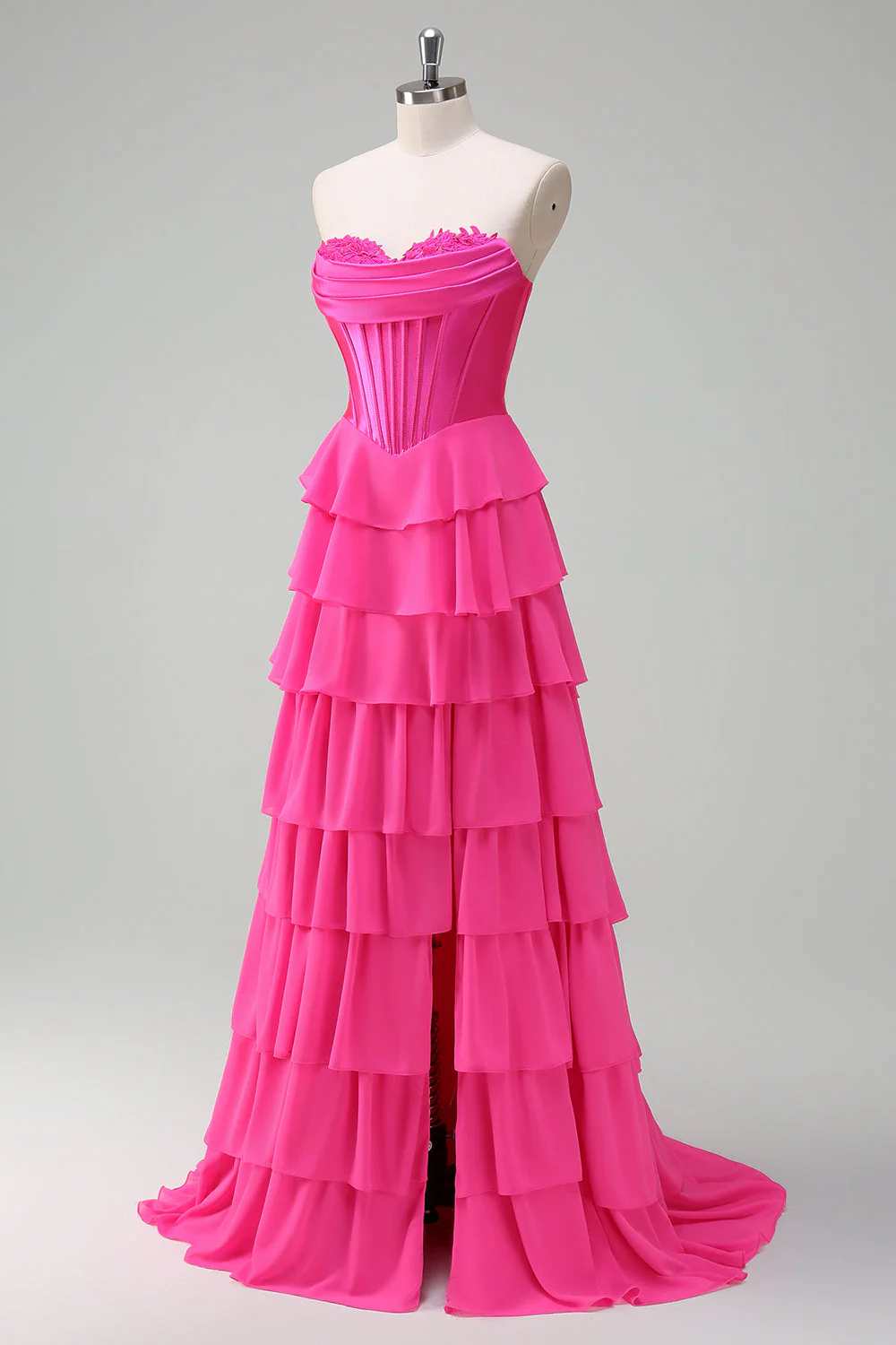 Blue Sweetheart Ruffled A Line Long Prom Dress - Image 9
