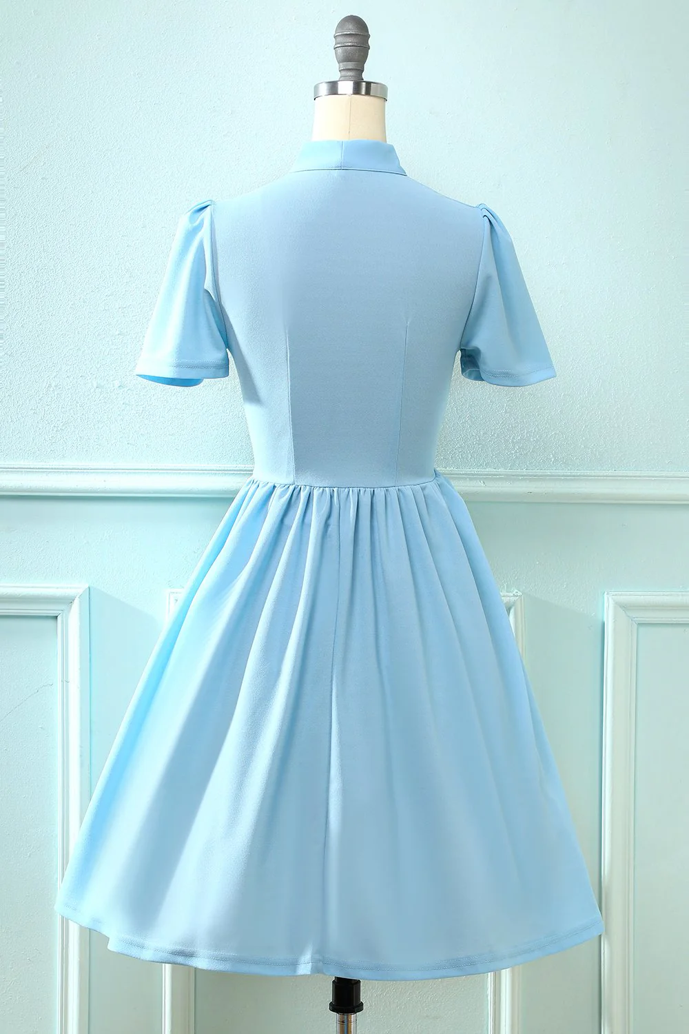 Blue Vintage 1950s Dress with Bowknot - Image 2