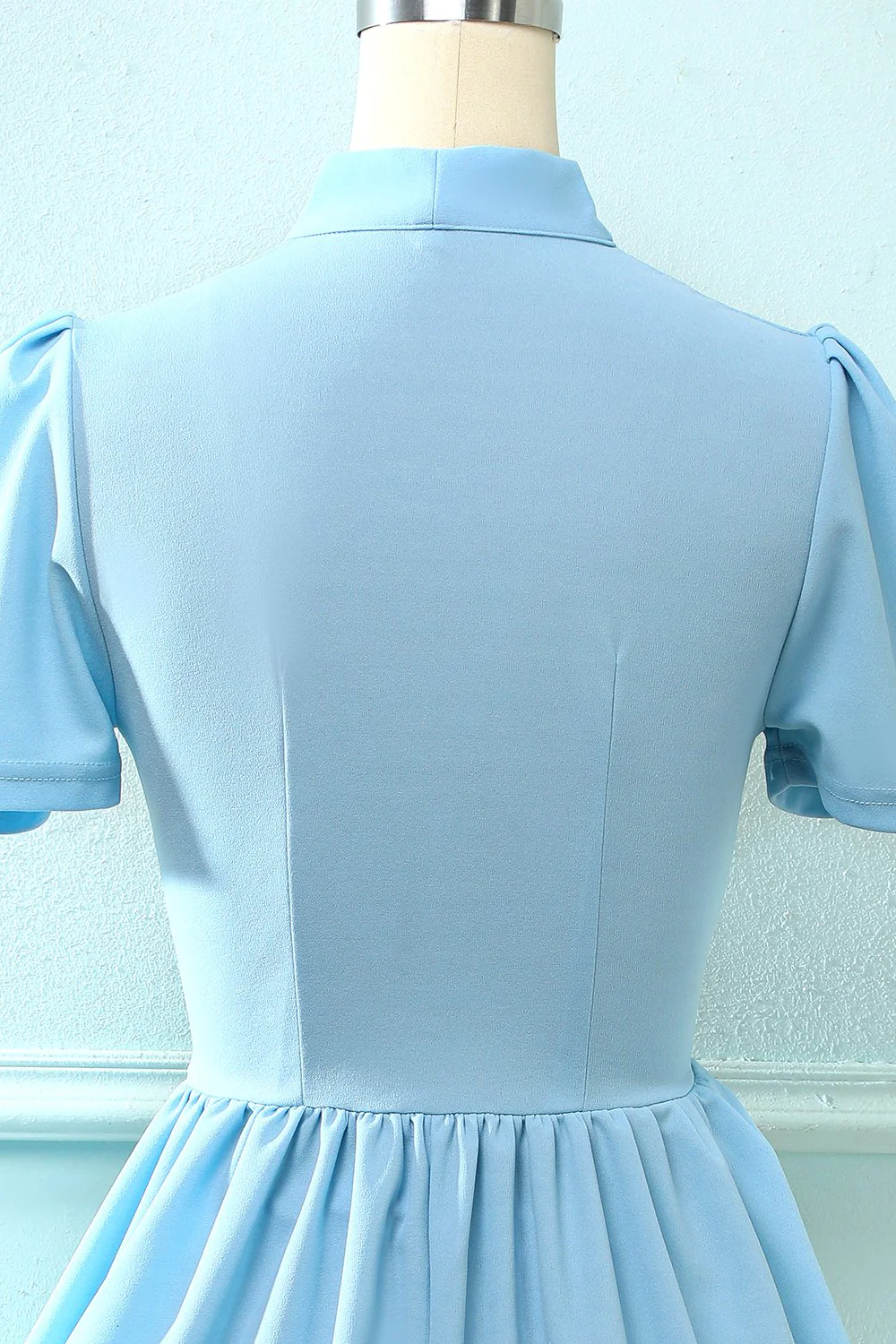 Blue Vintage 1950s Dress with Bowknot - Image 4