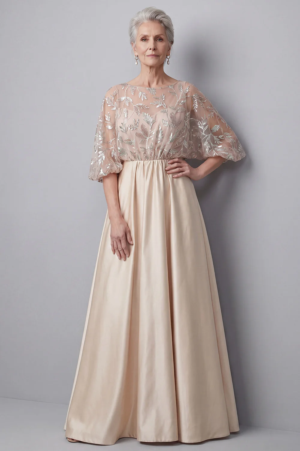 Blush A Line 3/4 Sleeves Long Mother of the Bride Dress with Pockets - Image 5
