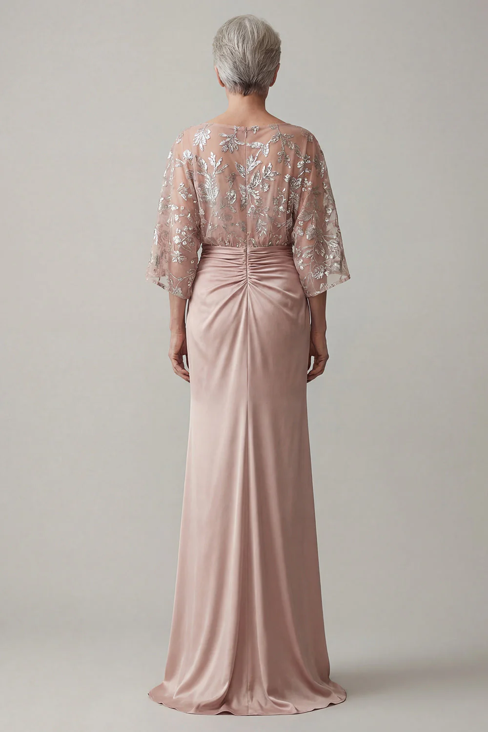 Blush Beaded Mermaid Long Mother of the Bride Dress with Sequins - Image 2