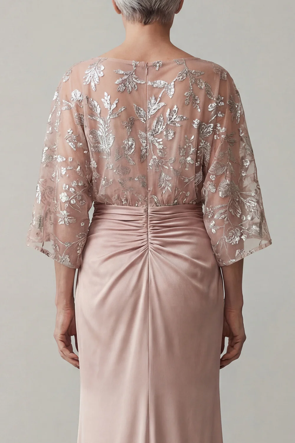 Blush Beaded Mermaid Long Mother of the Bride Dress with Sequins - Image 4