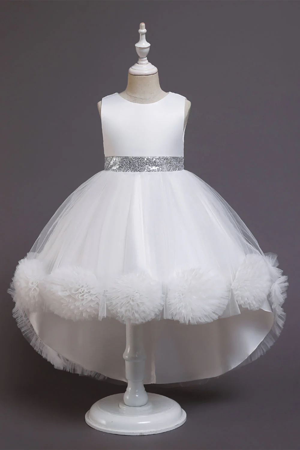 Blush High Low Flower Girl Dress with Flowers - Image 7