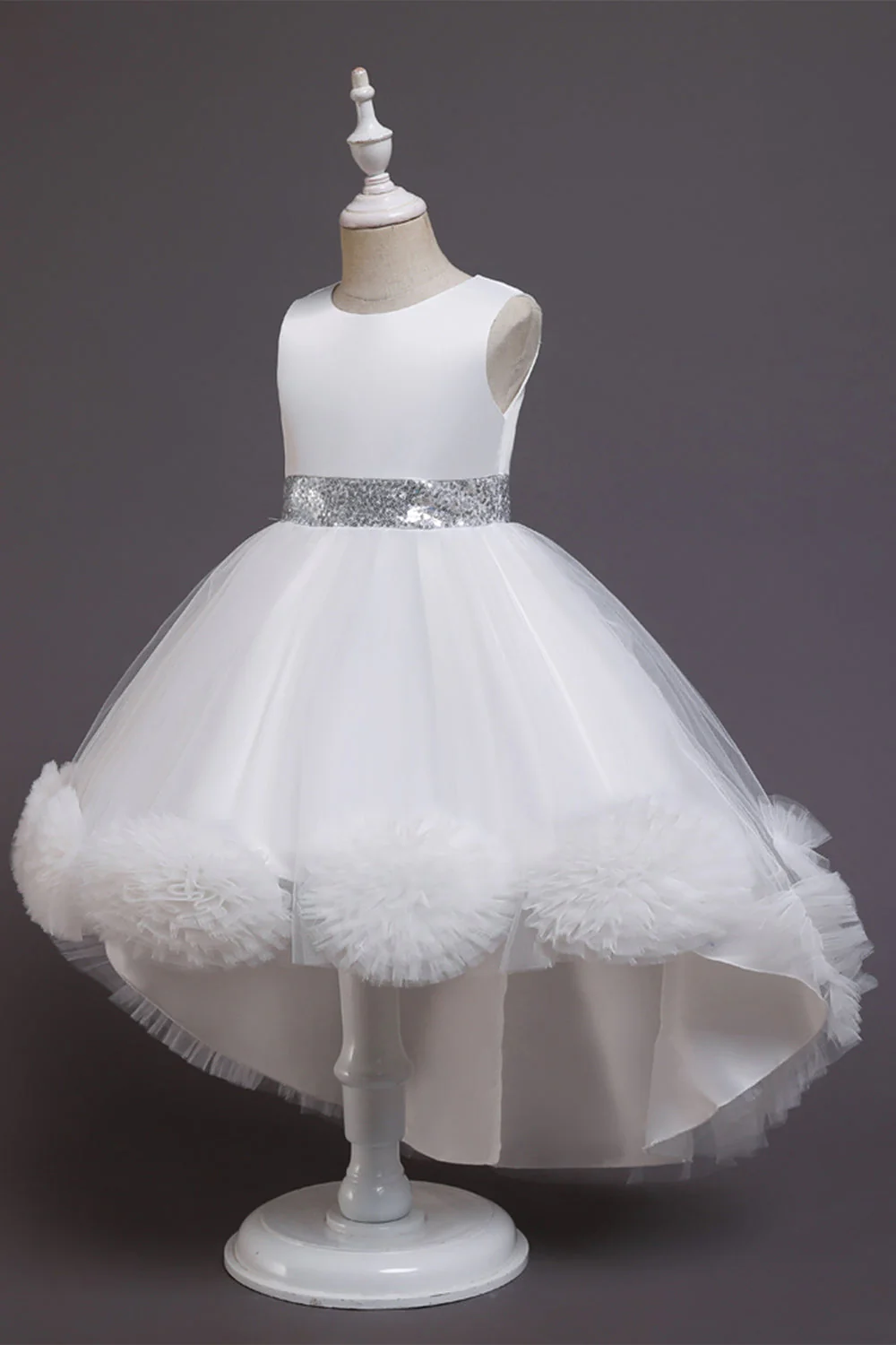 Blush High Low Flower Girl Dress with Flowers - Image 9