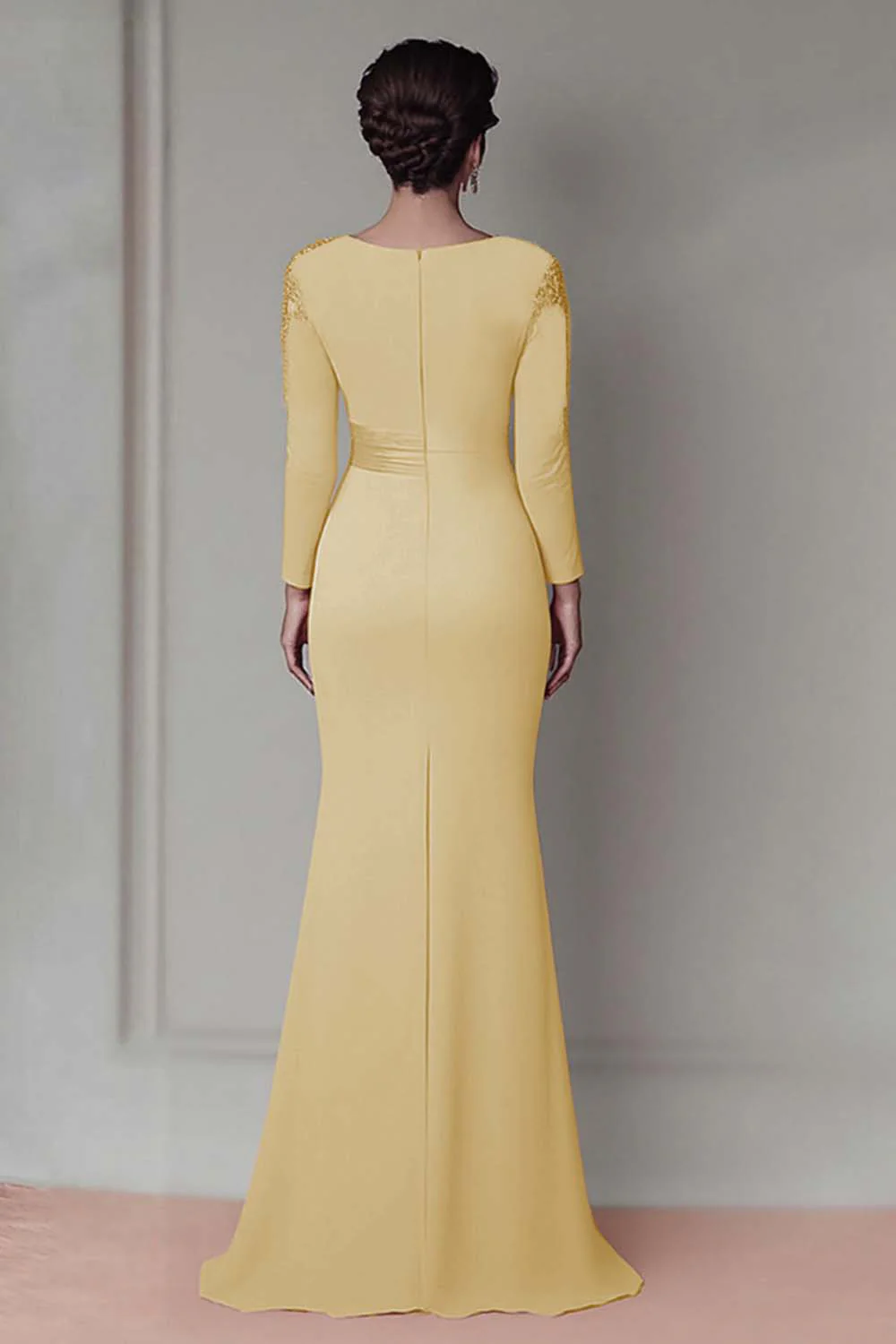 Blush Lace Sheath Mother Of The Bride Dress with Long Sleeves - Image 14