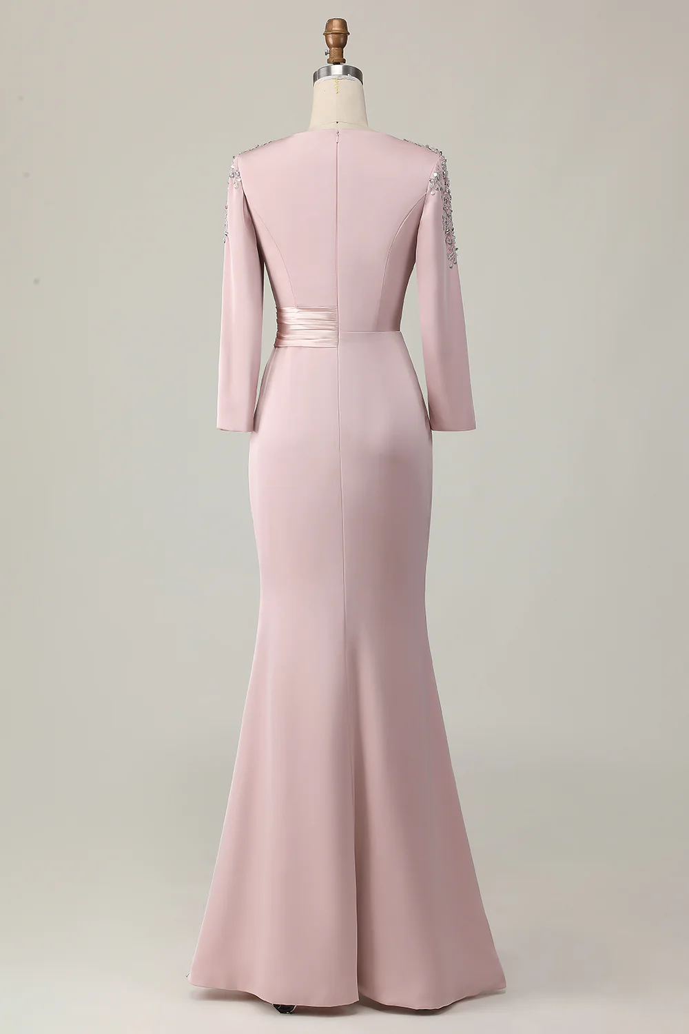 Blush Lace Sheath Mother Of The Bride Dress with Long Sleeves - Image 4