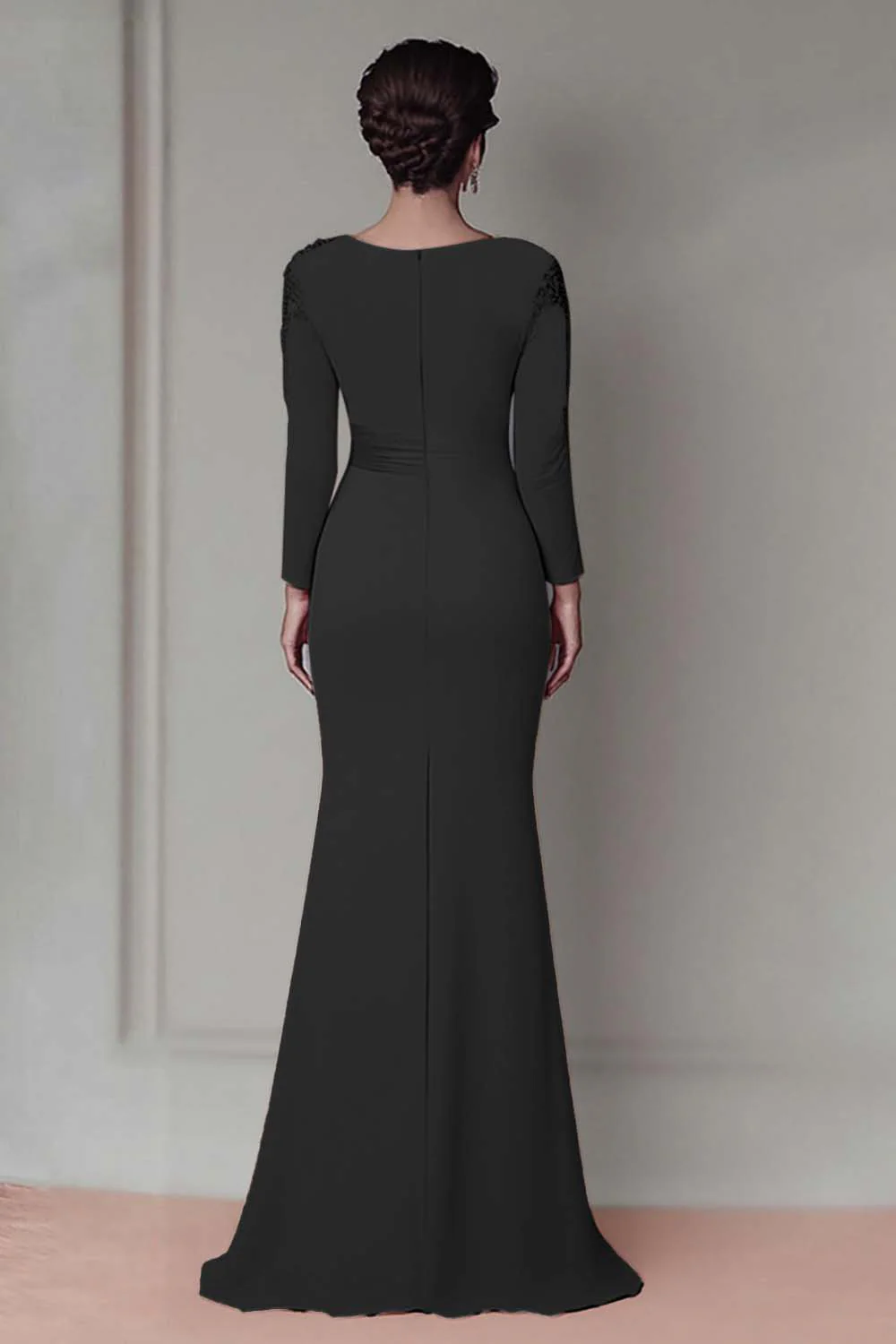 Blush Lace Sheath Mother Of The Bride Dress with Long Sleeves - Image 8