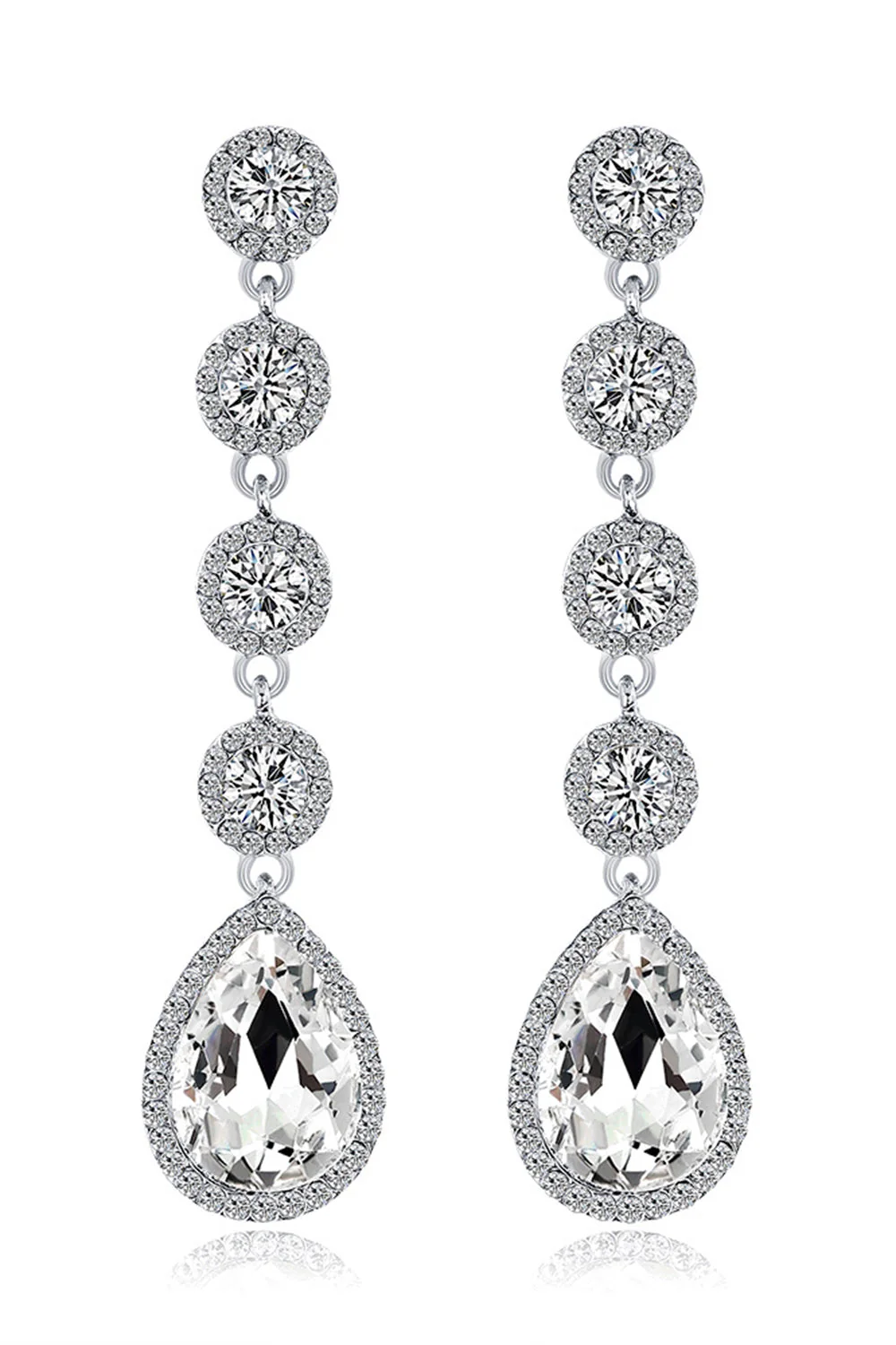 Bridal White Clear Crystal Wedding Earrings