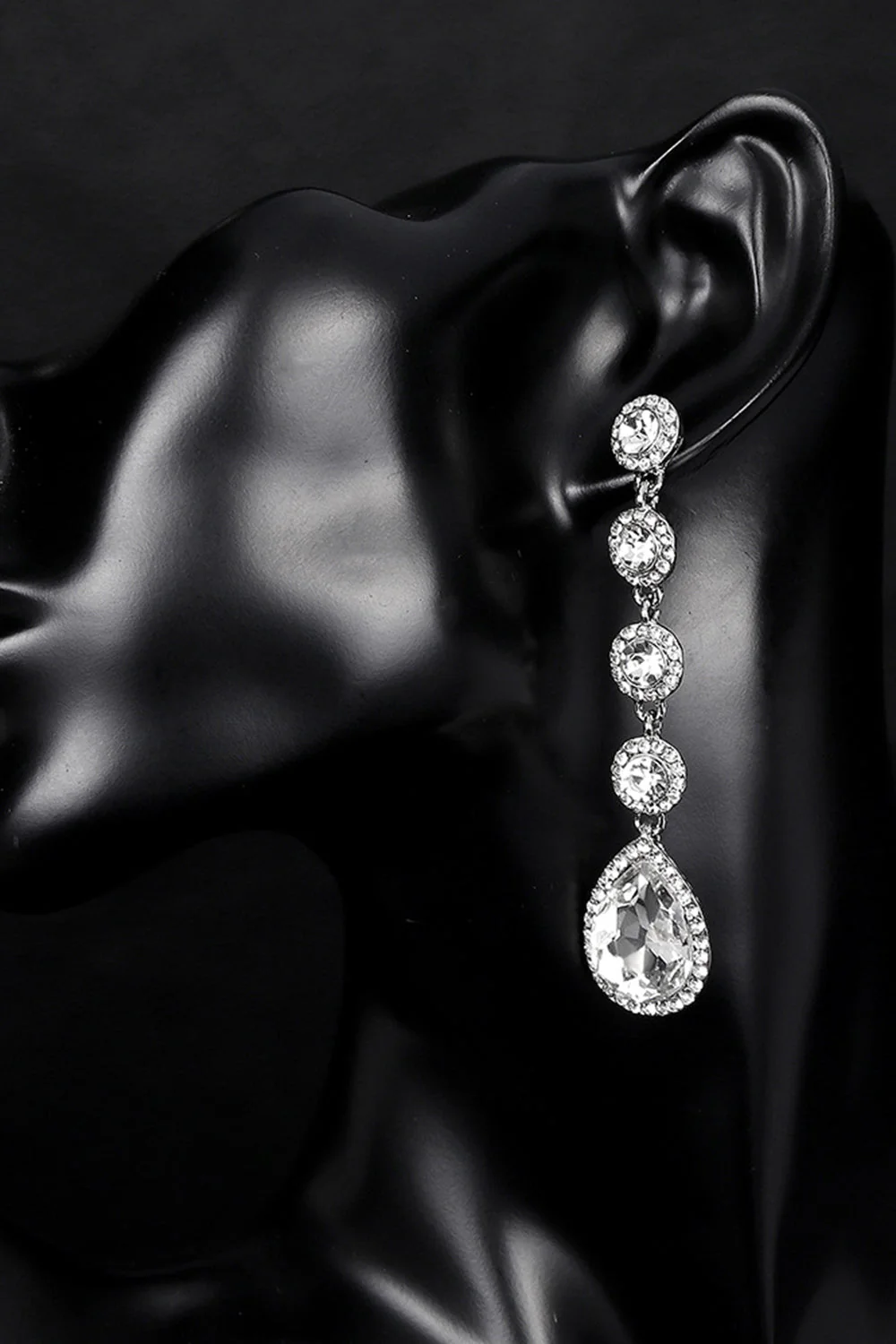 Bridal White Clear Crystal Wedding Earrings - Image 2