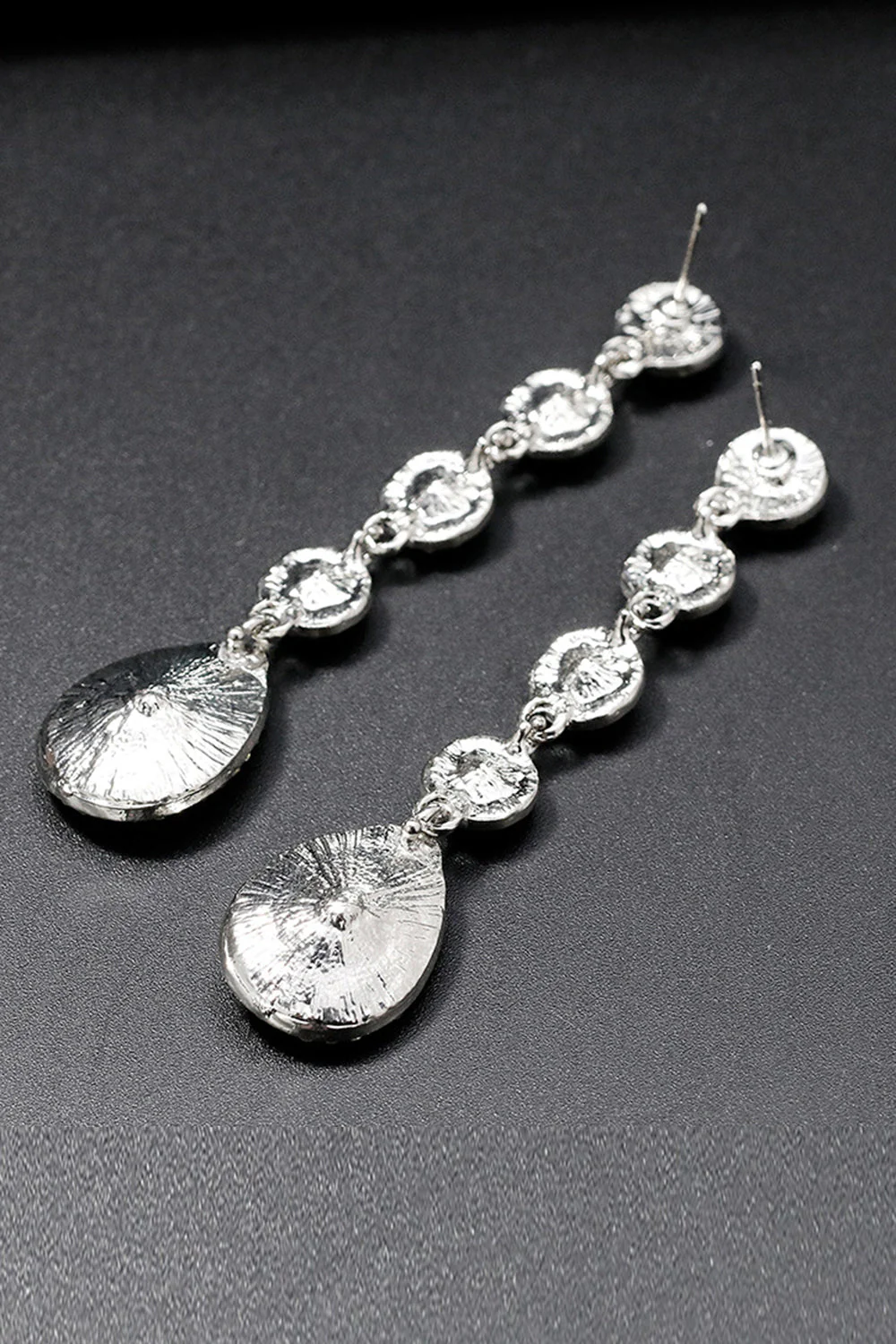 Bridal White Clear Crystal Wedding Earrings - Image 3