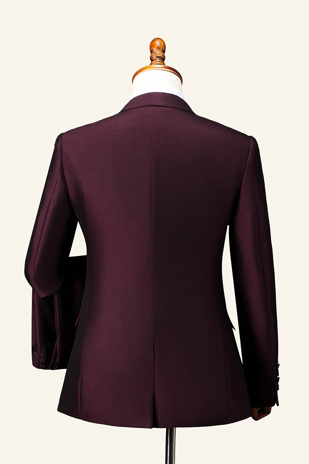 Burgundy Notch Lapel 3-Piece Men's Suit - Image 2