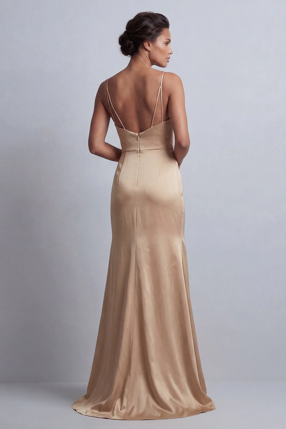 Champagne Mermaid Sequins Side Slit Mother of the Bride Dress with Detachable Cape - Image 5