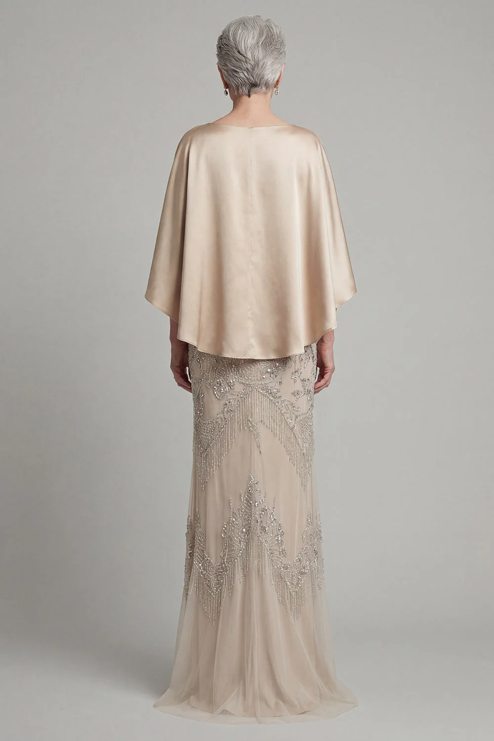 Champagne Mermaid Sequin Long Mother Of Bride Dress with Pockets - Image 2