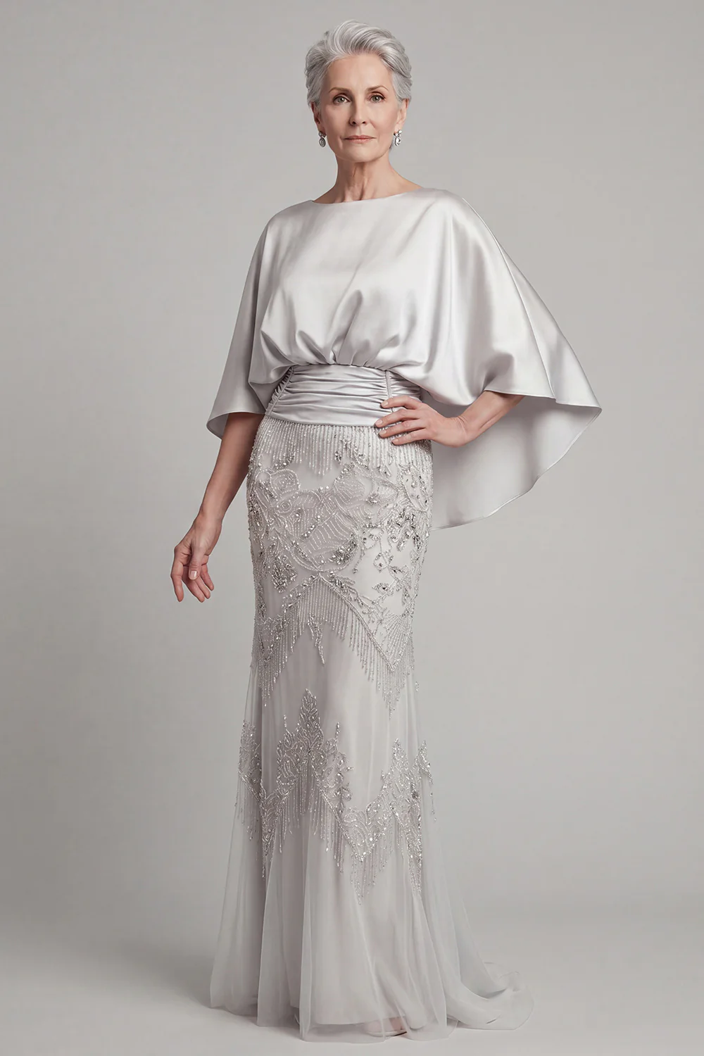 Champagne Mermaid Sequin Long Mother Of Bride Dress with Pockets - Image 3