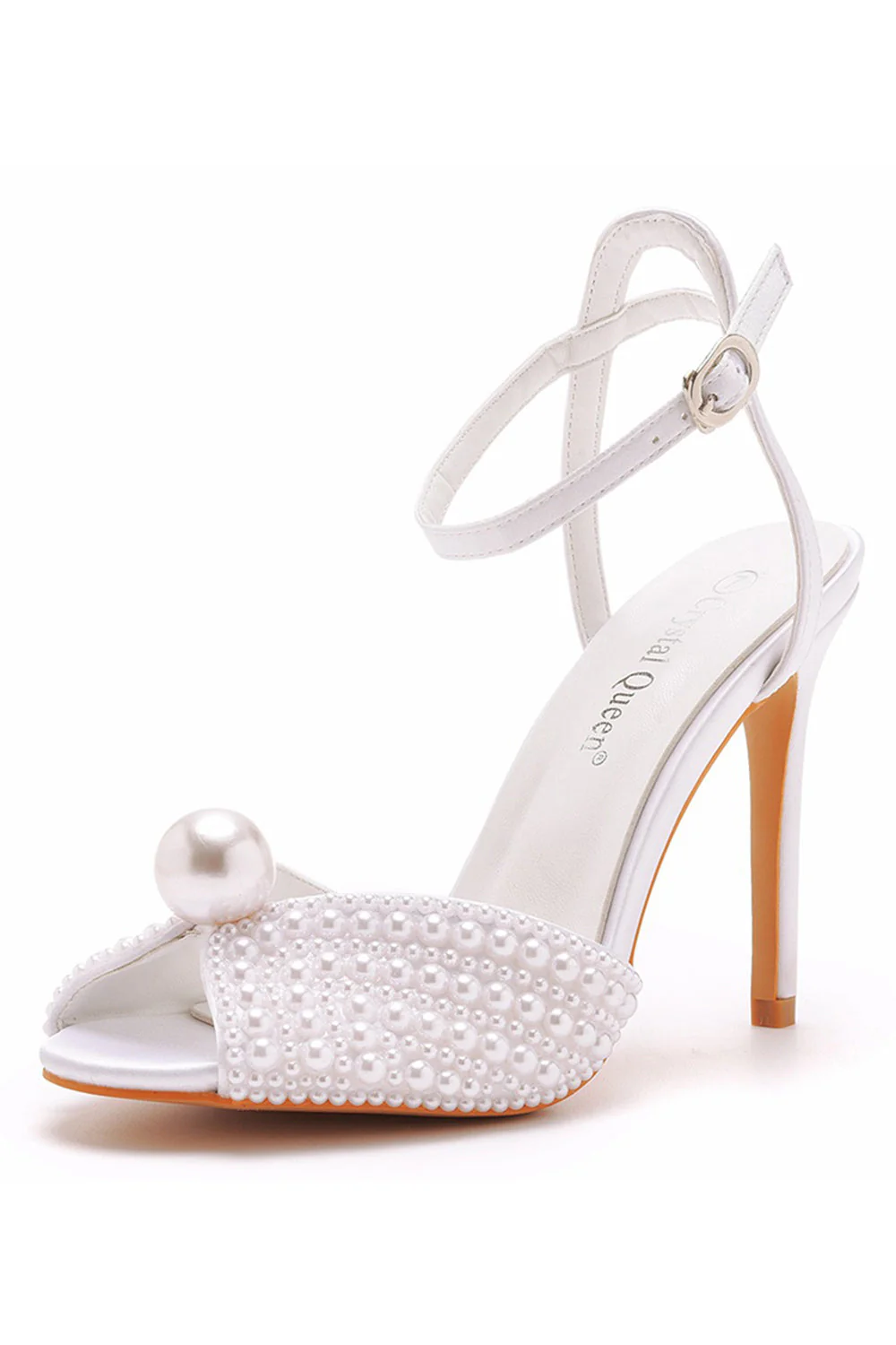 Champagne Open Toe Stiletto with Pearl - Image 4