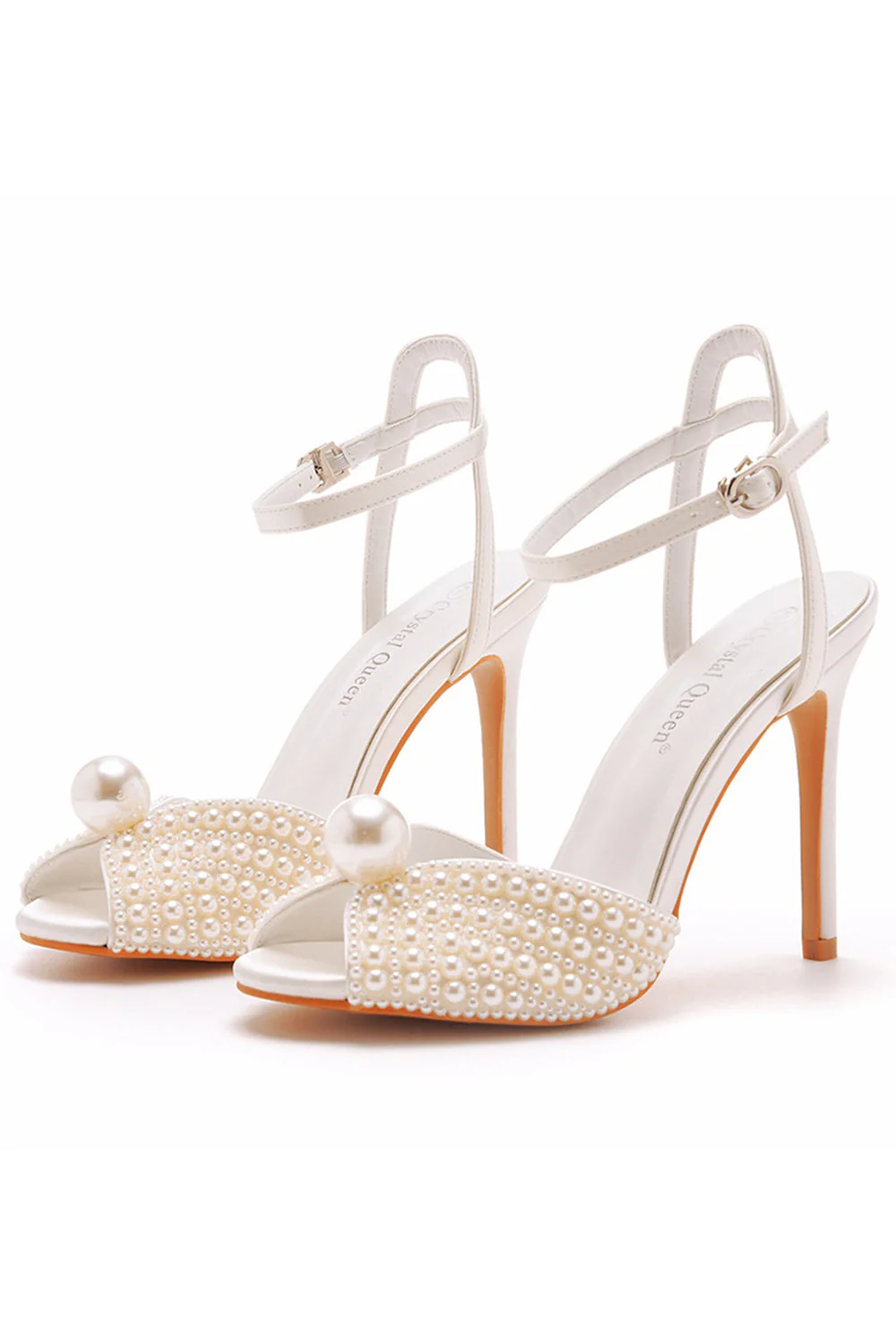 Champagne Open Toe Stiletto with Pearl - Image 5