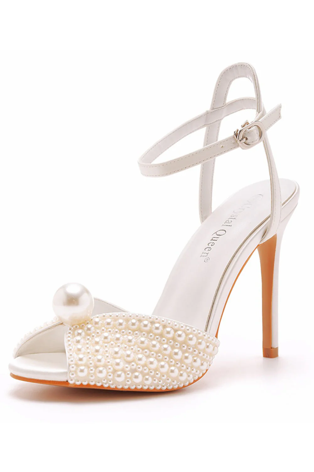Champagne Open Toe Stiletto with Pearl - Image 6
