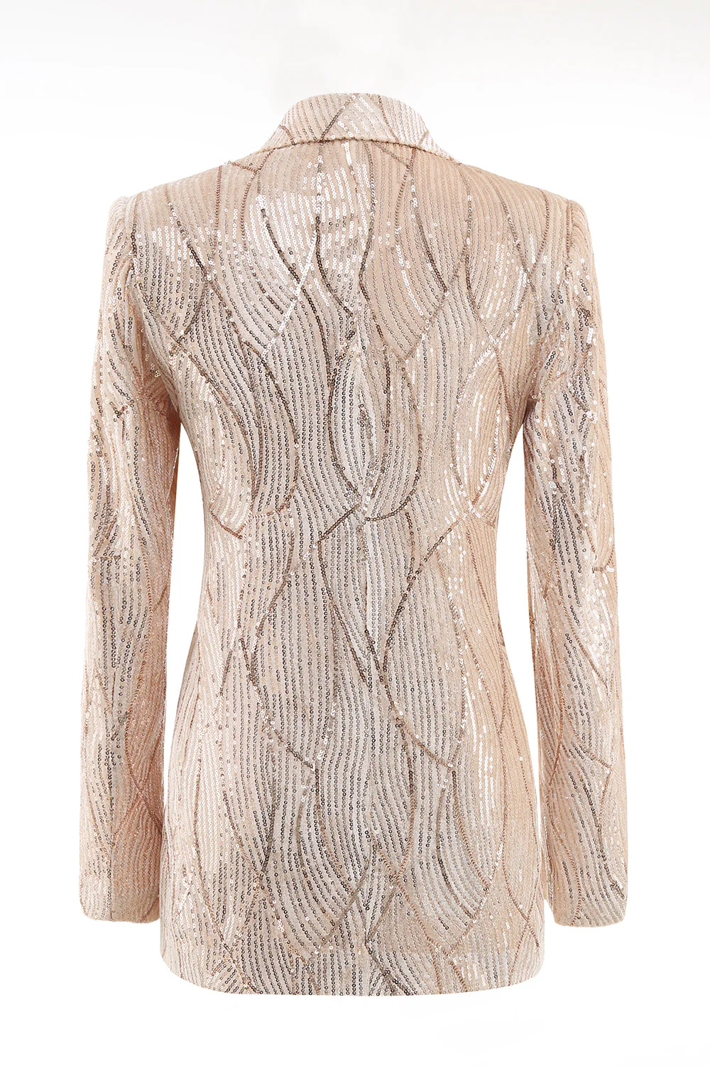 Champagne Peak Lapel Single Button Sequin Women's Suits - Image 5