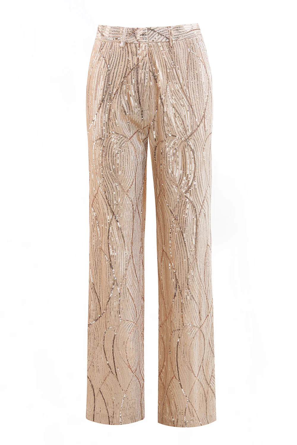 Champagne Peak Lapel Single Button Sequin Women's Suits - Image 7