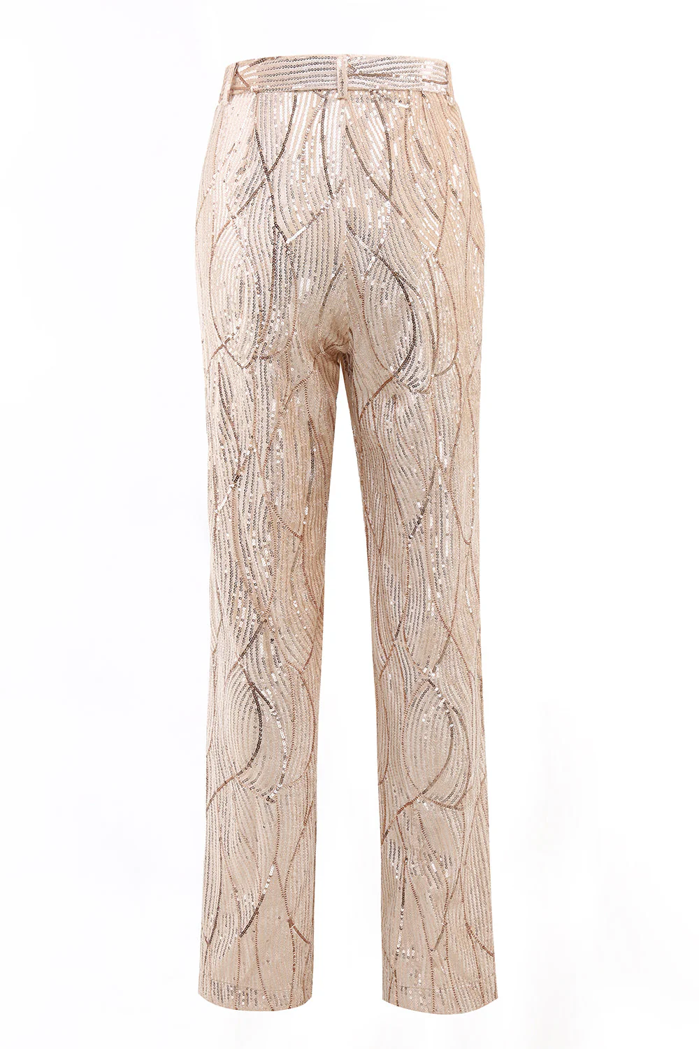 Champagne Peak Lapel Single Button Sequin Women's Suits - Image 8