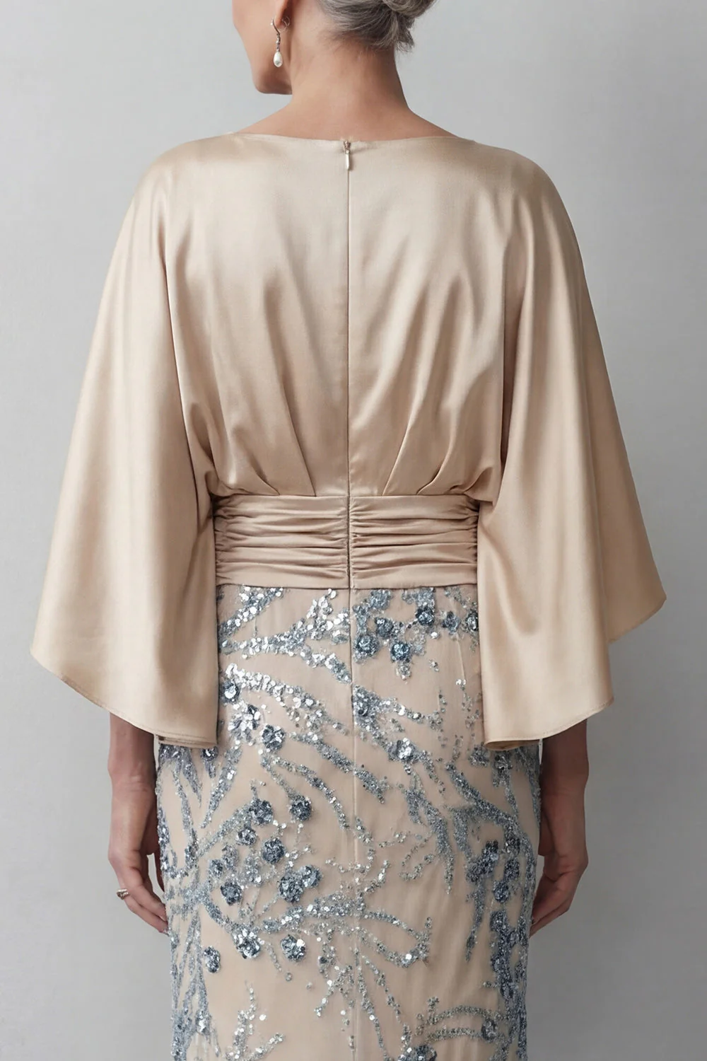 Champagne Sequin Long Sleeves Mermaid Mother of the Bride Dress - Image 4