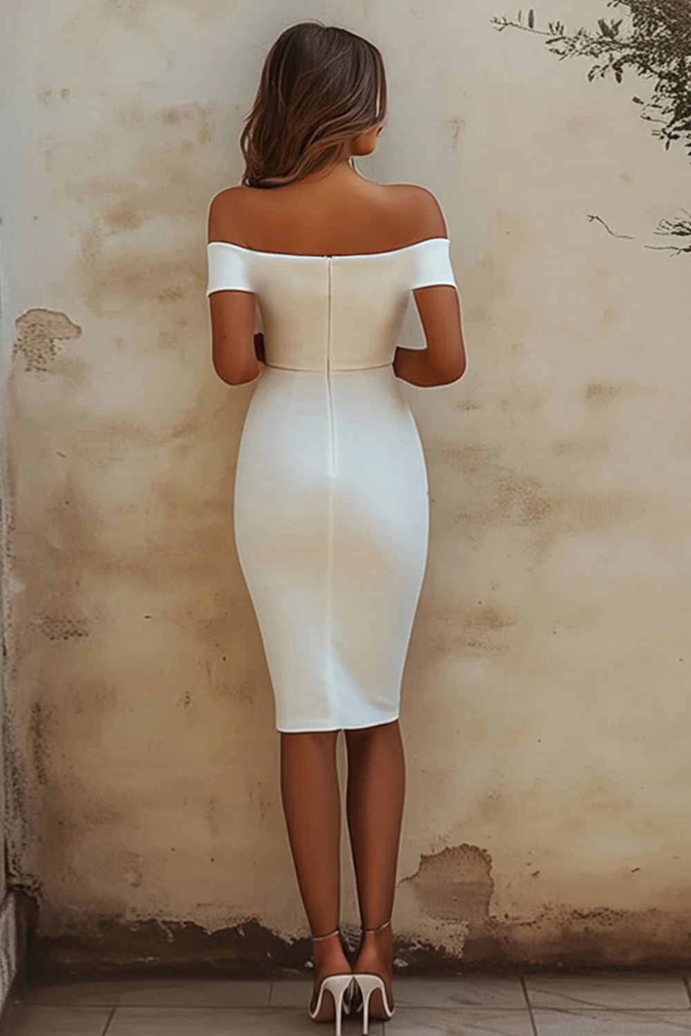 Chic Sheath Satin White Off the Shoulder Short Graduation Dress - Image 2