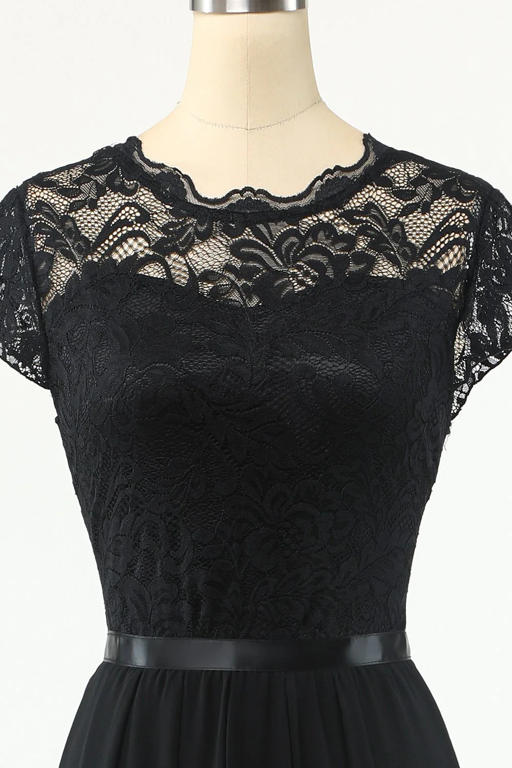 Classic A Line Black Party Dress with Lace - Image 4