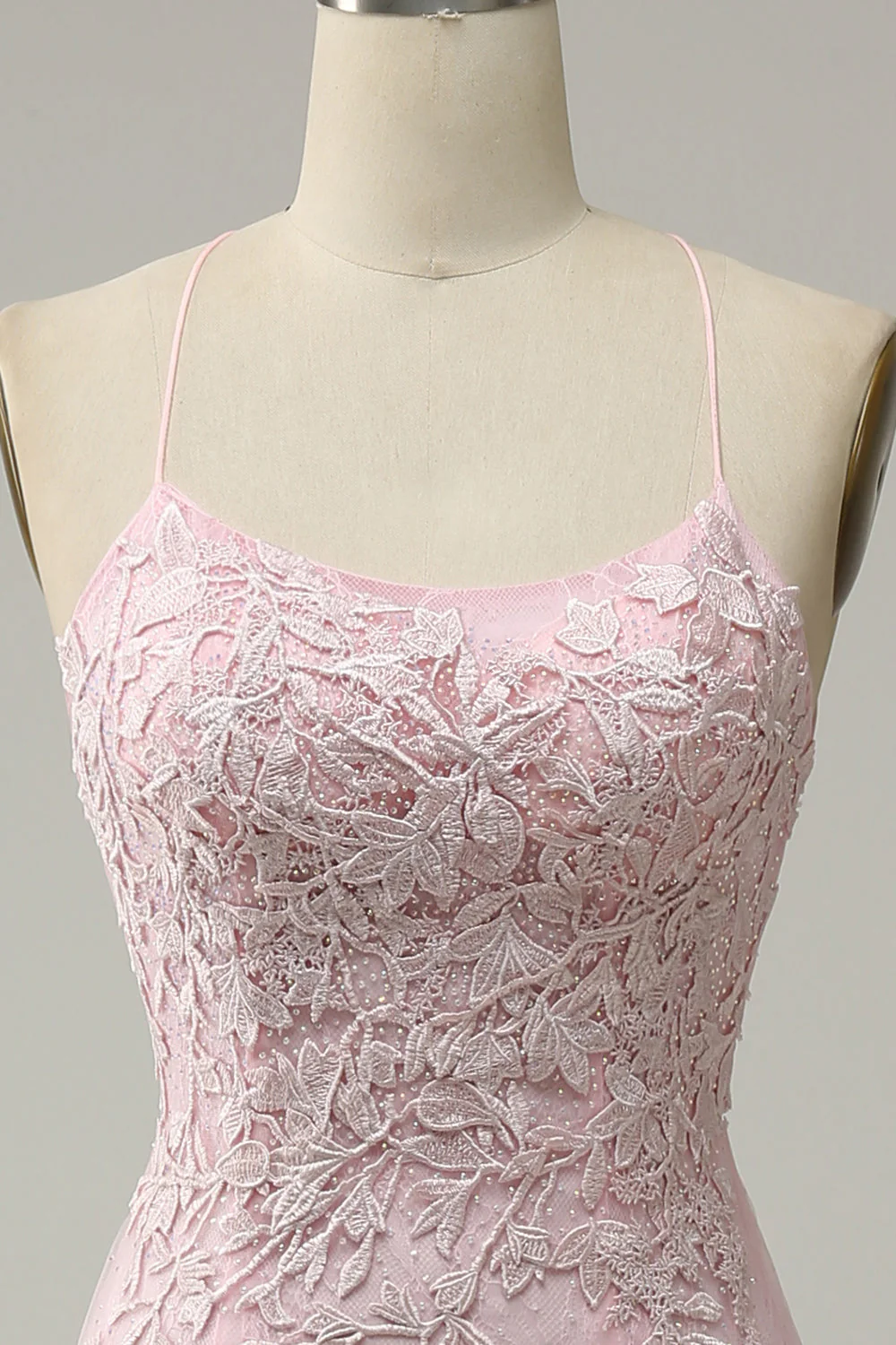 Coral Backless Long Prom Dress with Appliques - Image 20