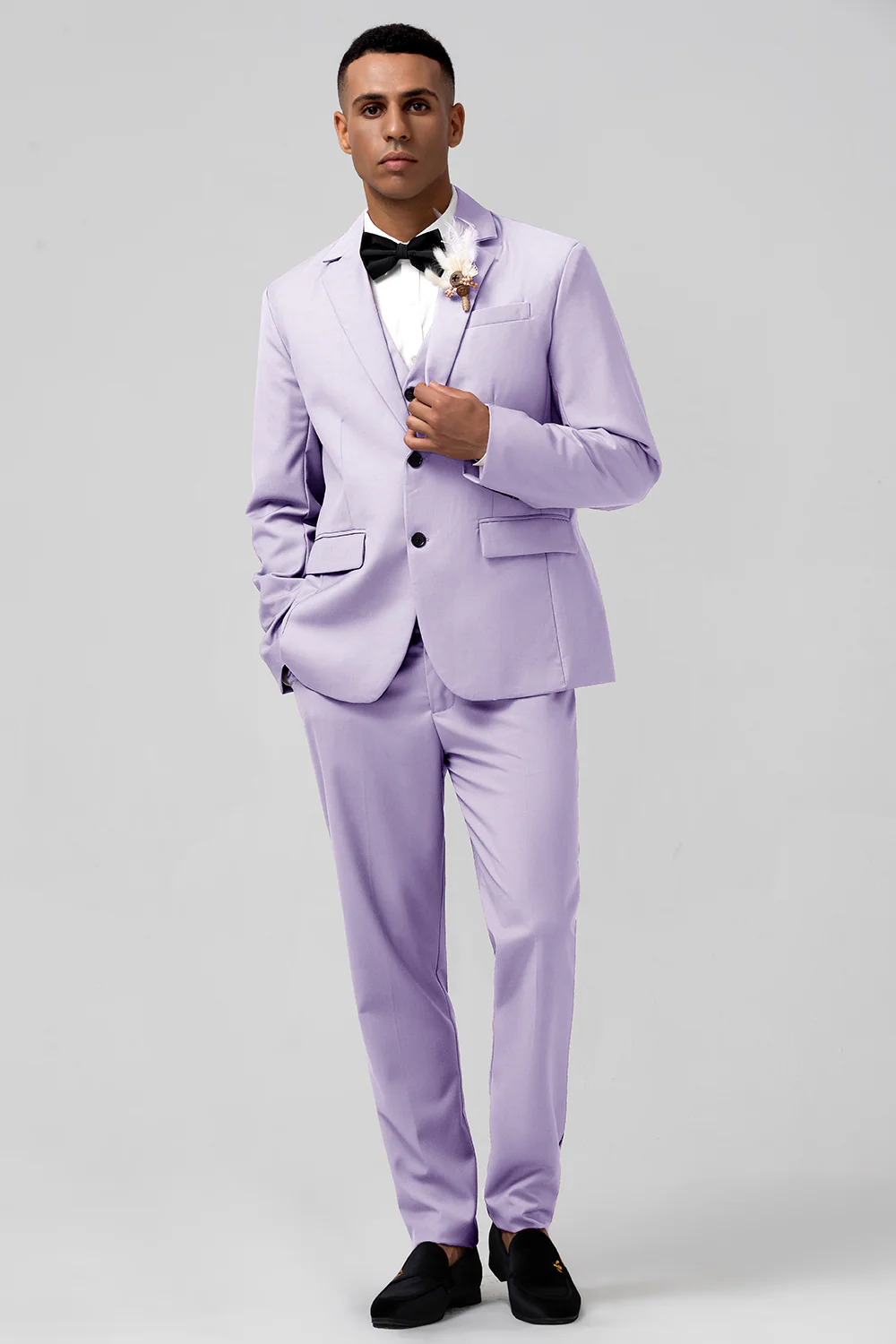 Coral Notched Lapel Single Breasted 3 Pieces Men's Suits - Image 10