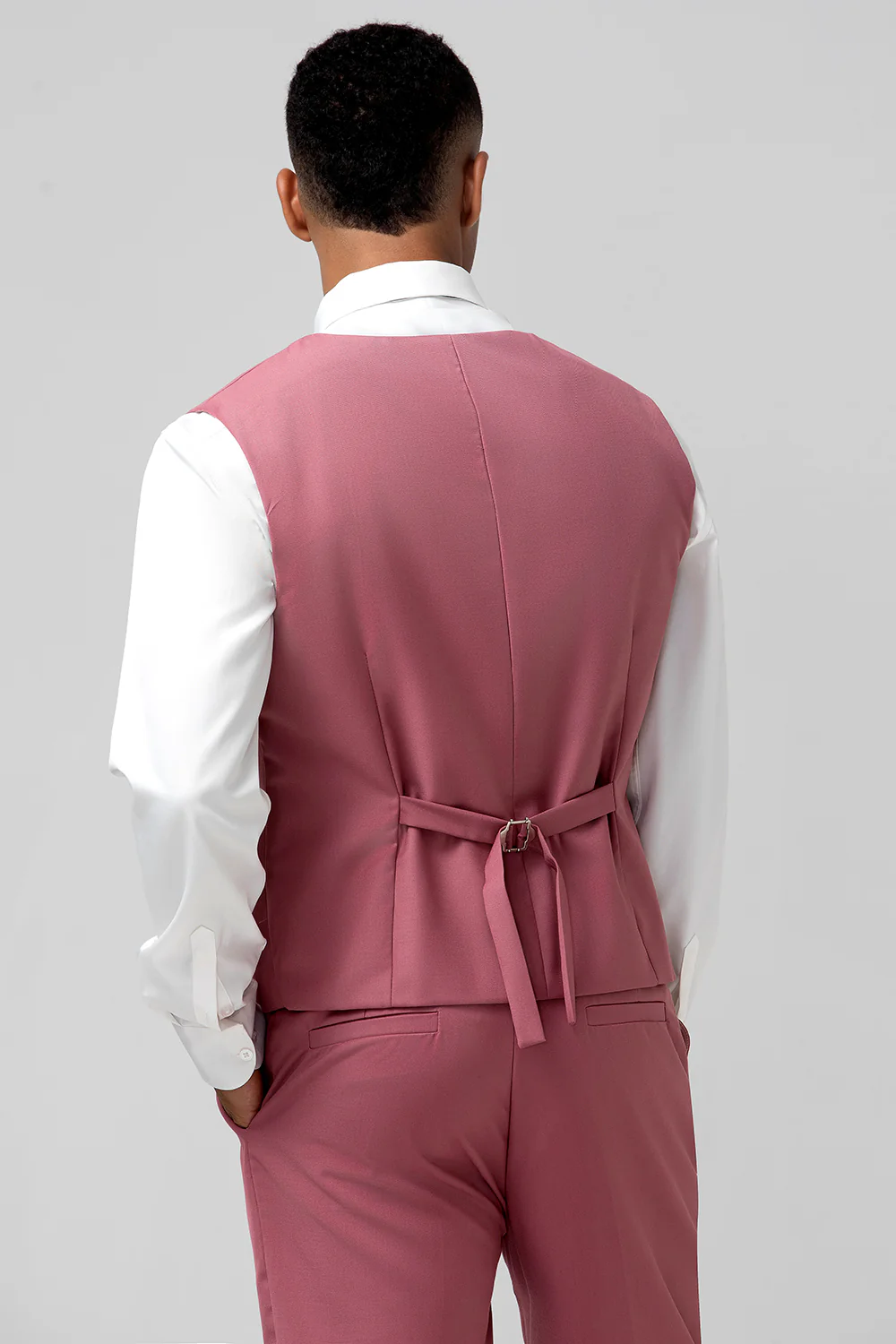 Coral Notched Lapel Single Breasted 3 Pieces Men's Suits - Image 6