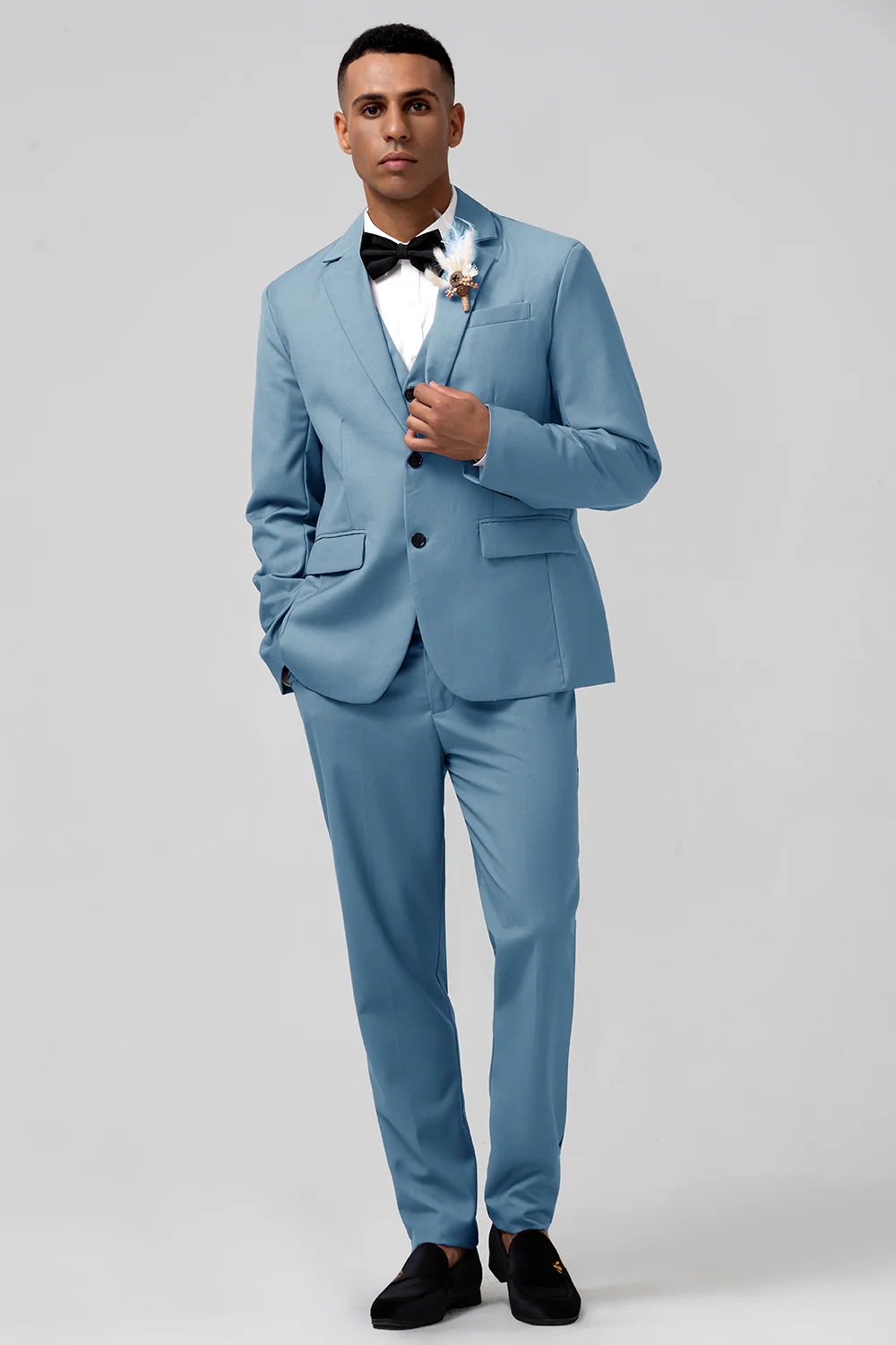 Coral Notched Lapel Single Breasted 3 Pieces Men's Suits - Image 8
