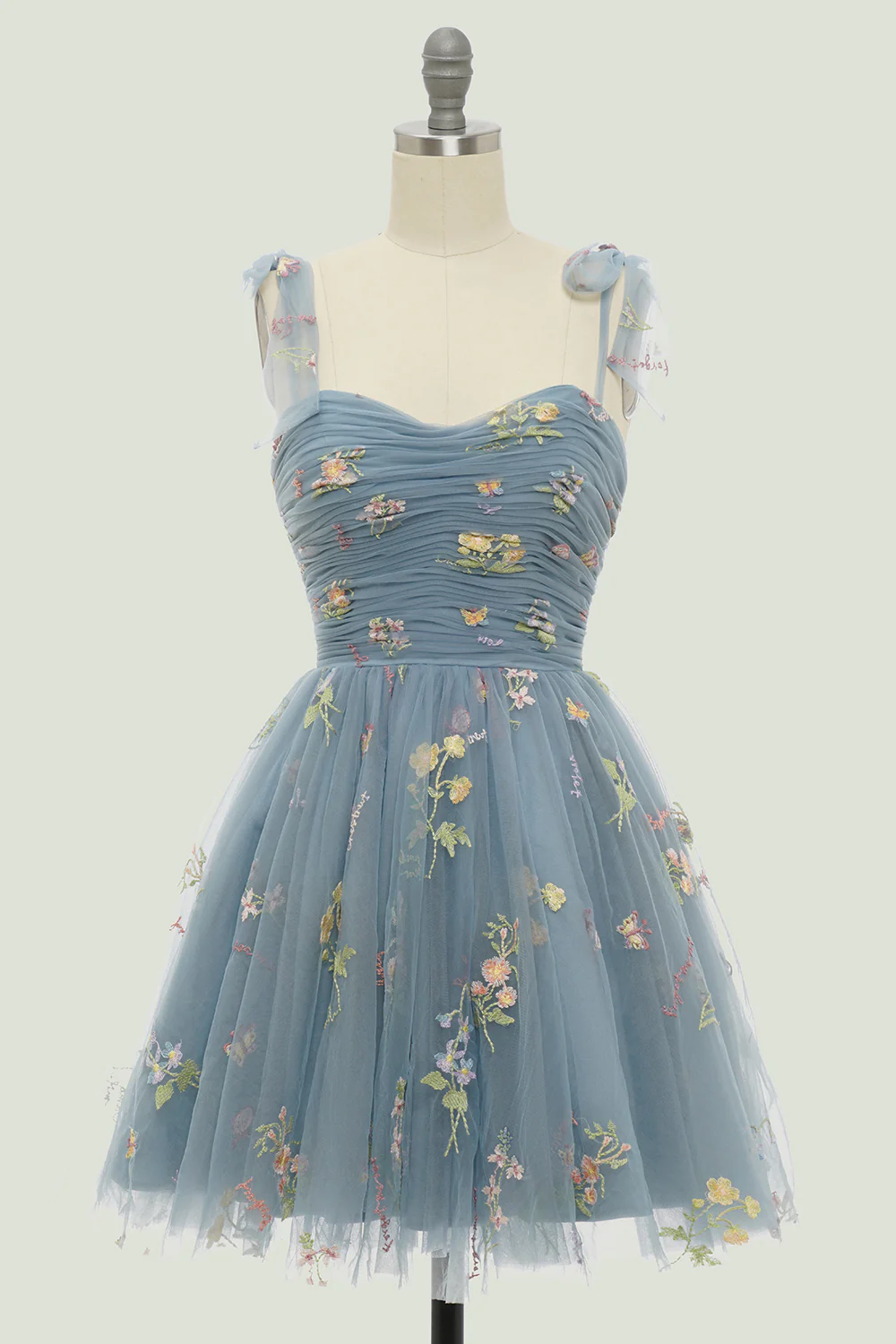 Cute A Line Spaghetti Straps Champagne Cocktail Dress with Embroidery - Image 10