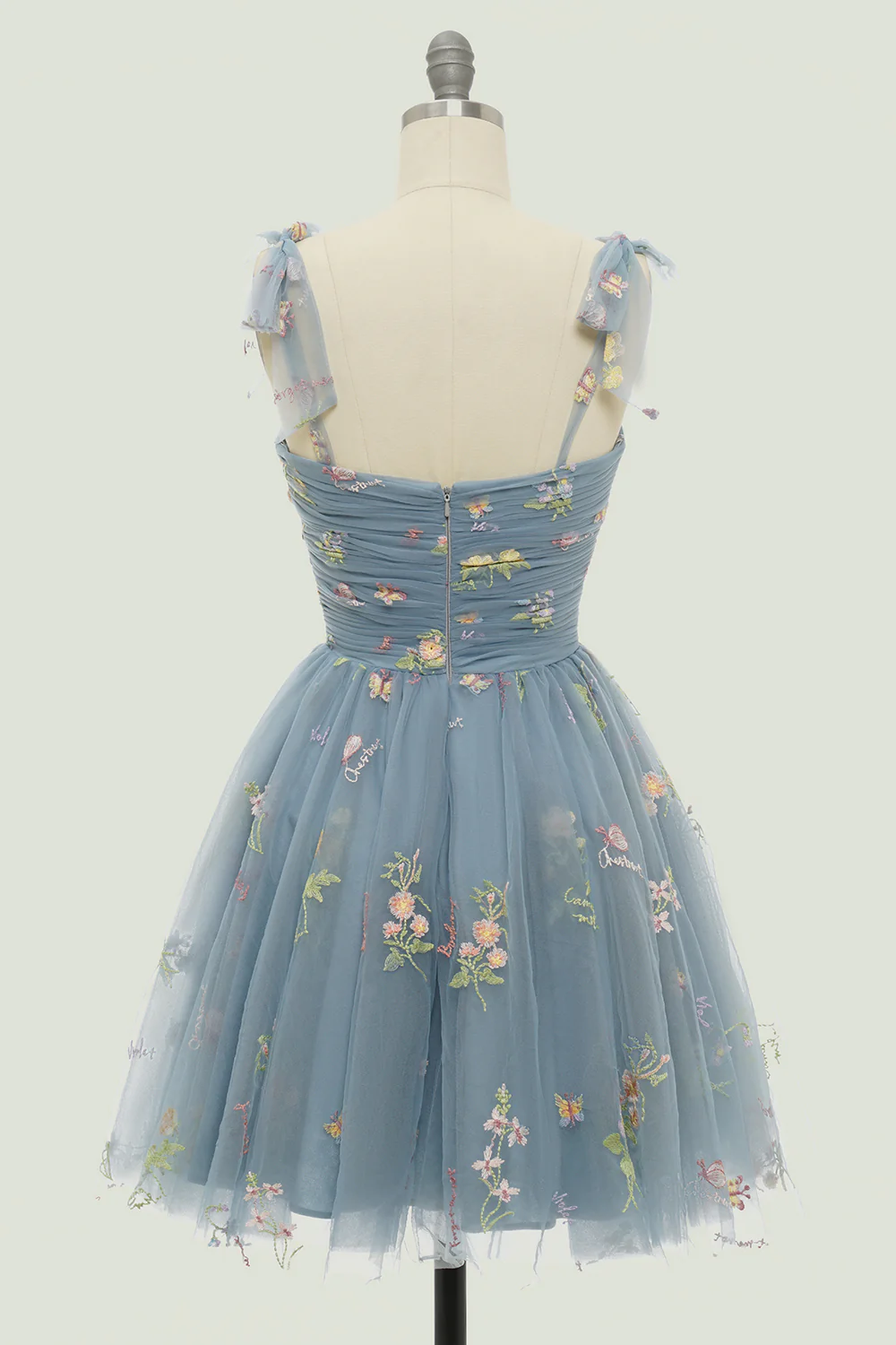 Cute A Line Spaghetti Straps Champagne Cocktail Dress with Embroidery - Image 12