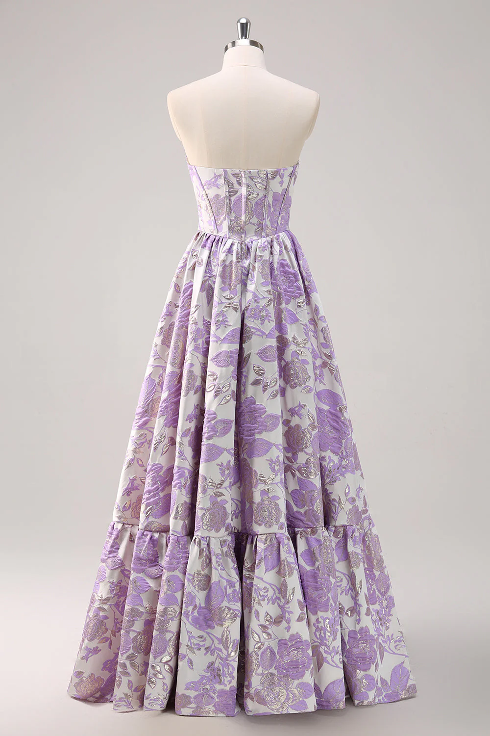 Cute Blue A-Line Sweetheart Brocade Corset Long Prom Dress - Image 14
