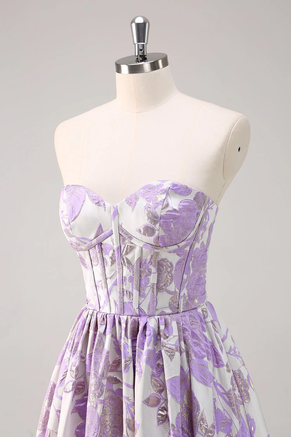 Cute Blue A-Line Sweetheart Brocade Corset Long Prom Dress - Image 18