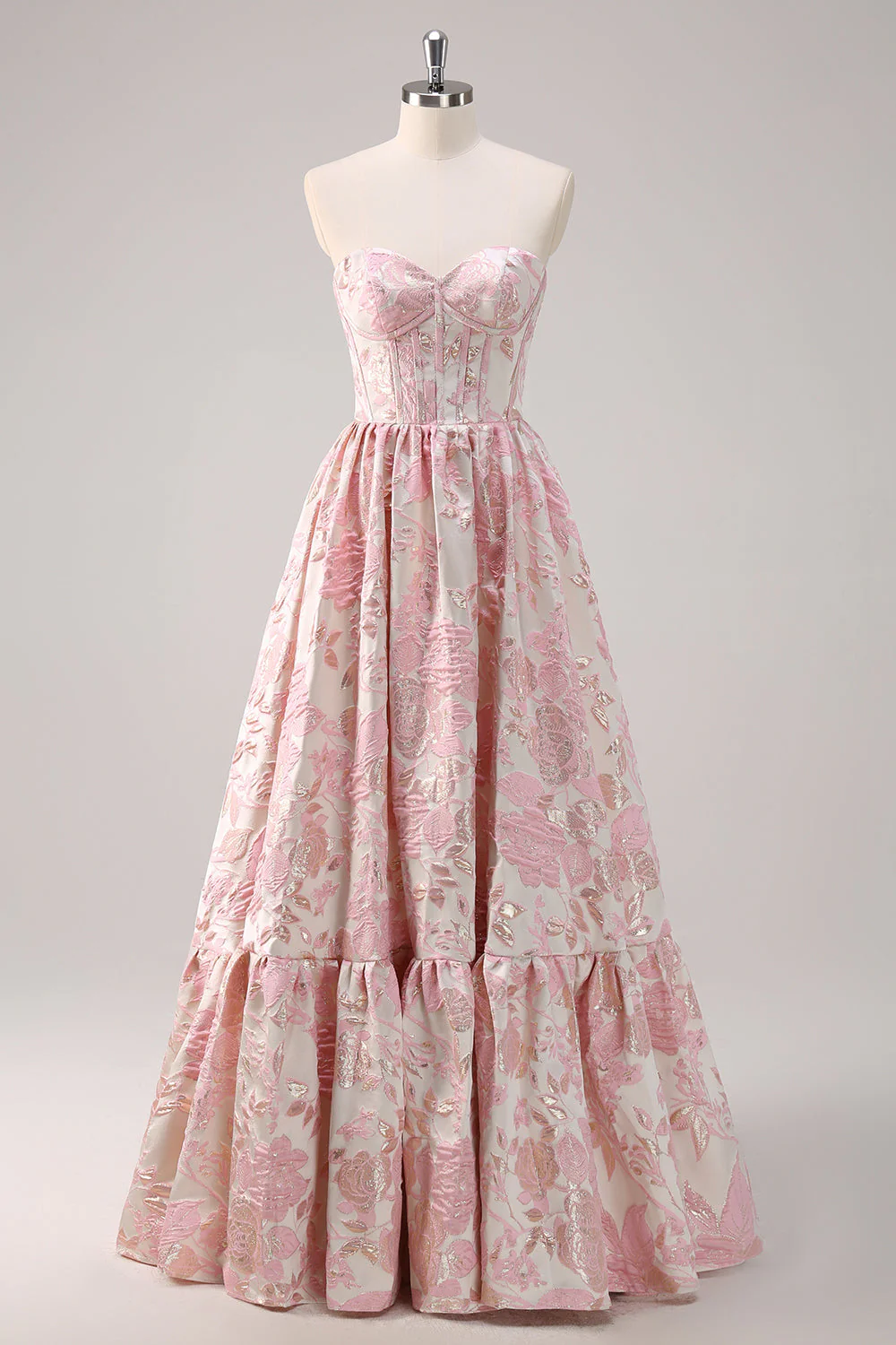 Cute Blue A-Line Sweetheart Brocade Corset Long Prom Dress - Image 7