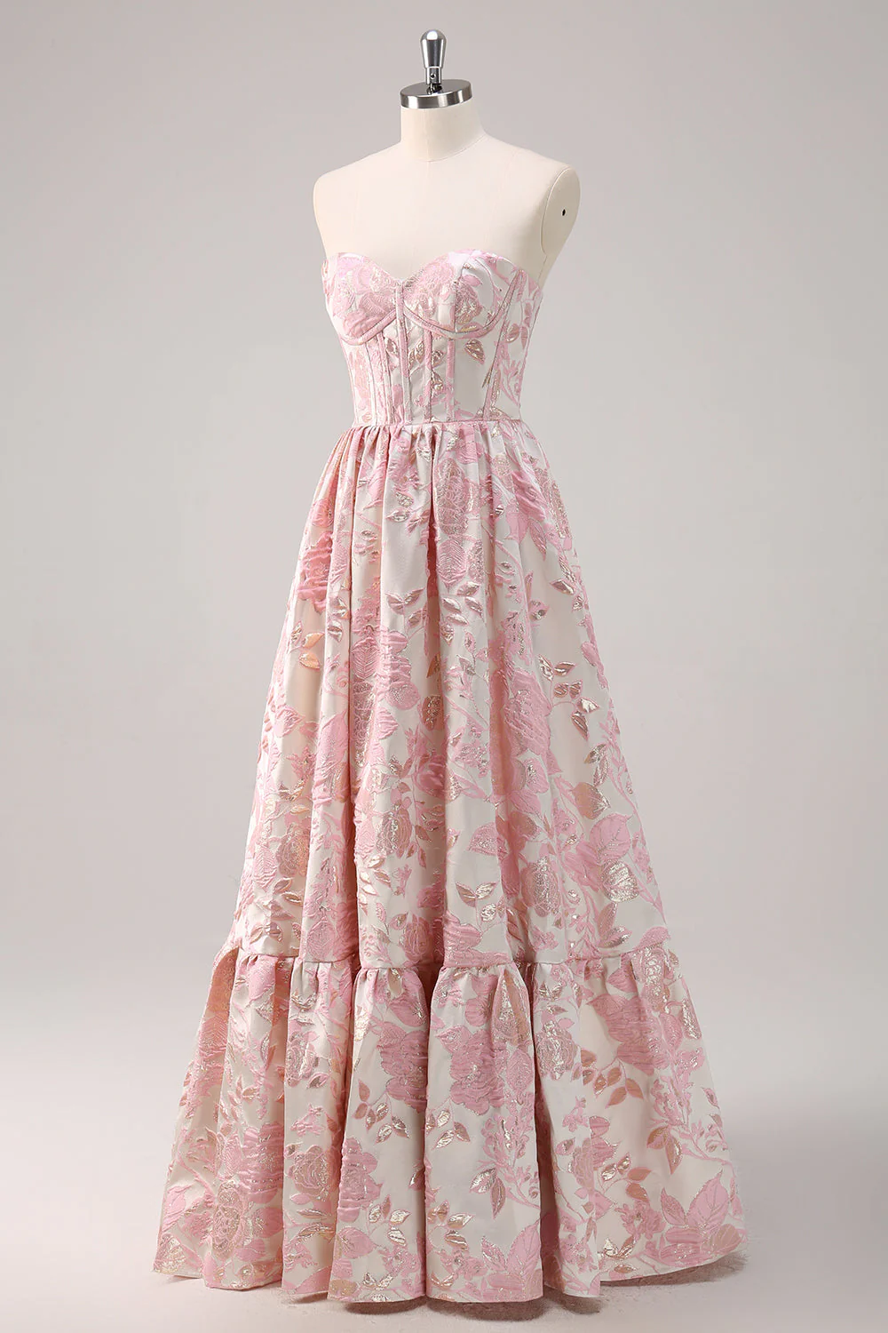 Cute Blue A-Line Sweetheart Brocade Corset Long Prom Dress - Image 9