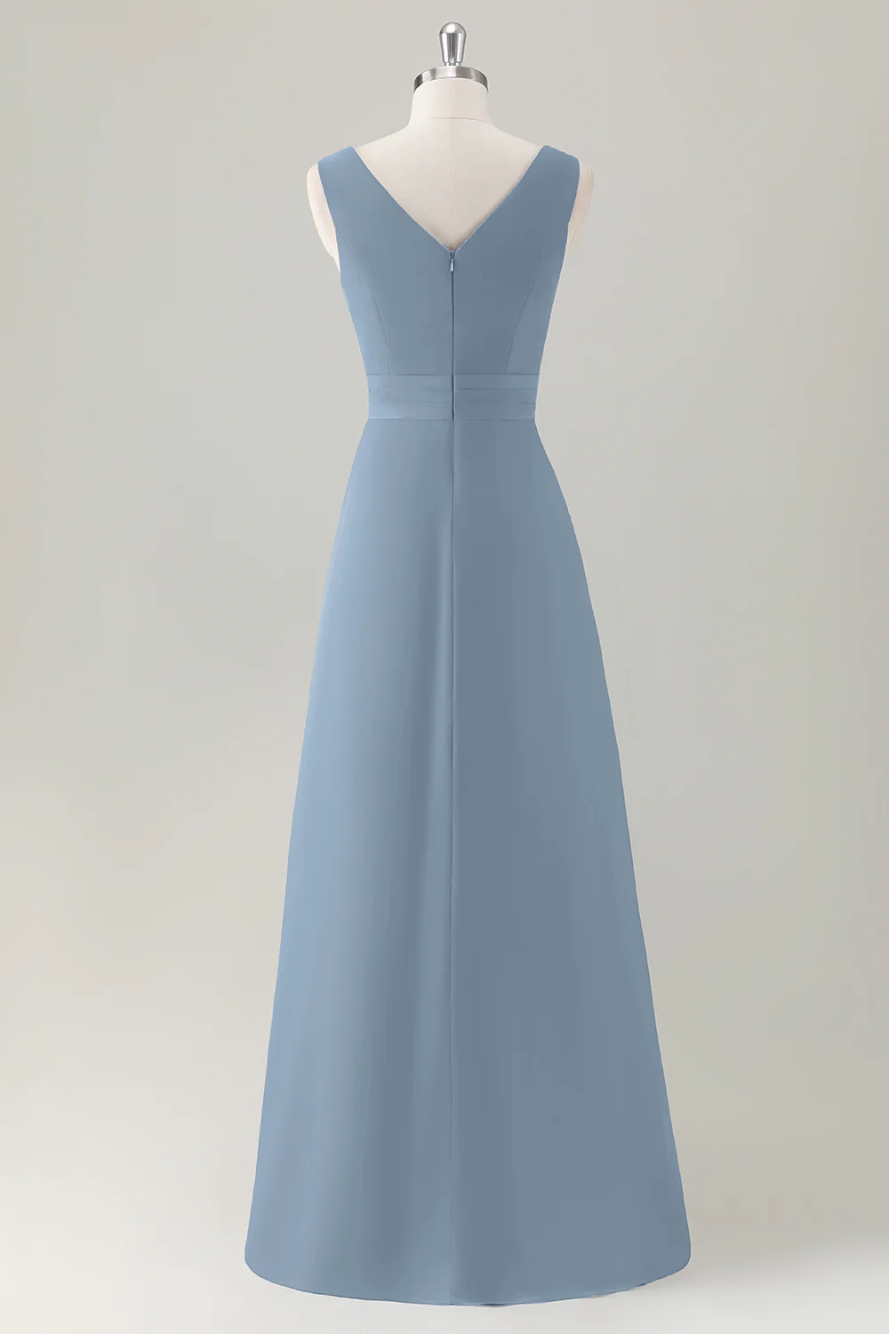 Dark Blue A Line Ruffle Long Bridesmaid Dress with Slit - Image 16