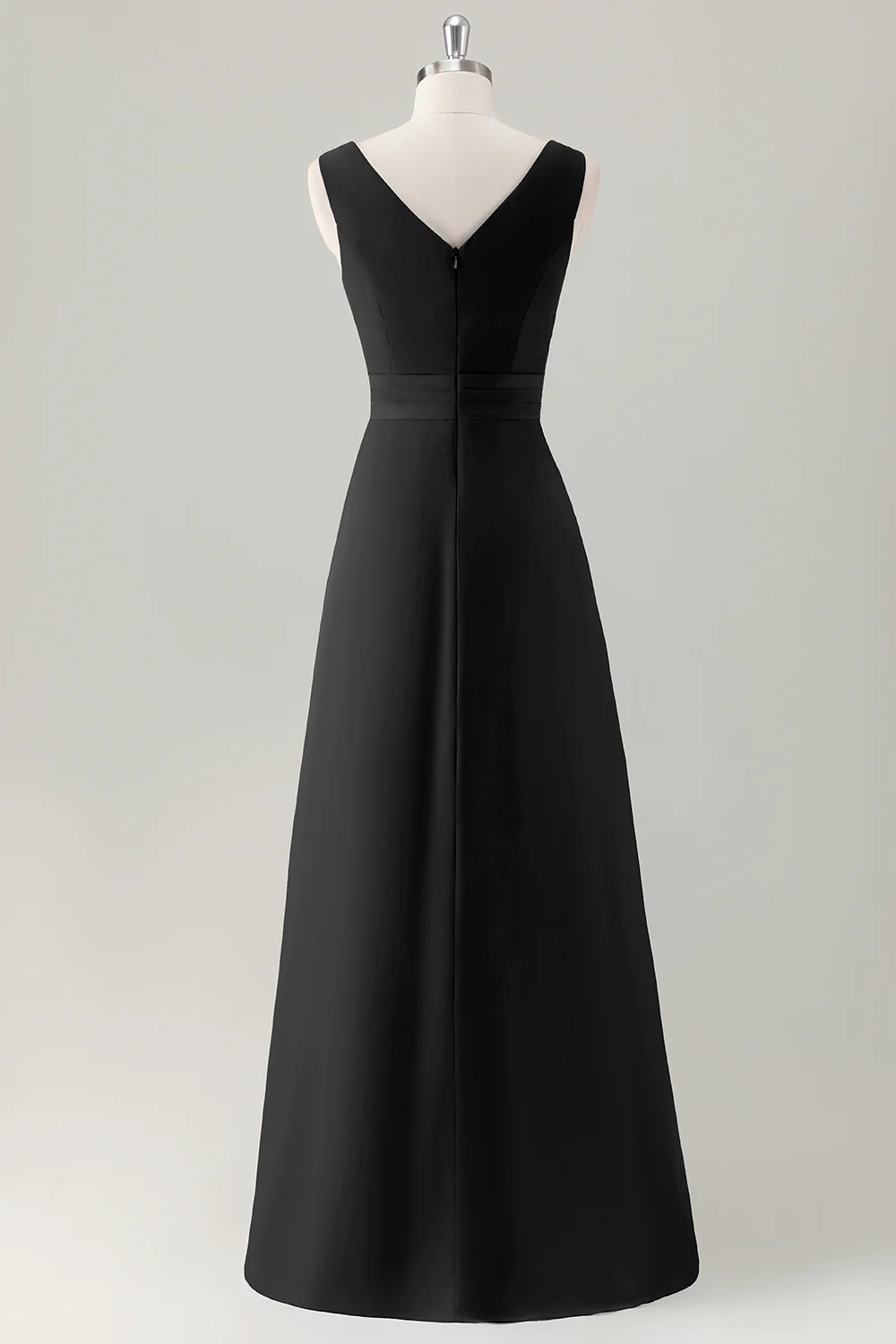 Dark Blue A Line Ruffle Long Bridesmaid Dress with Slit - Image 8