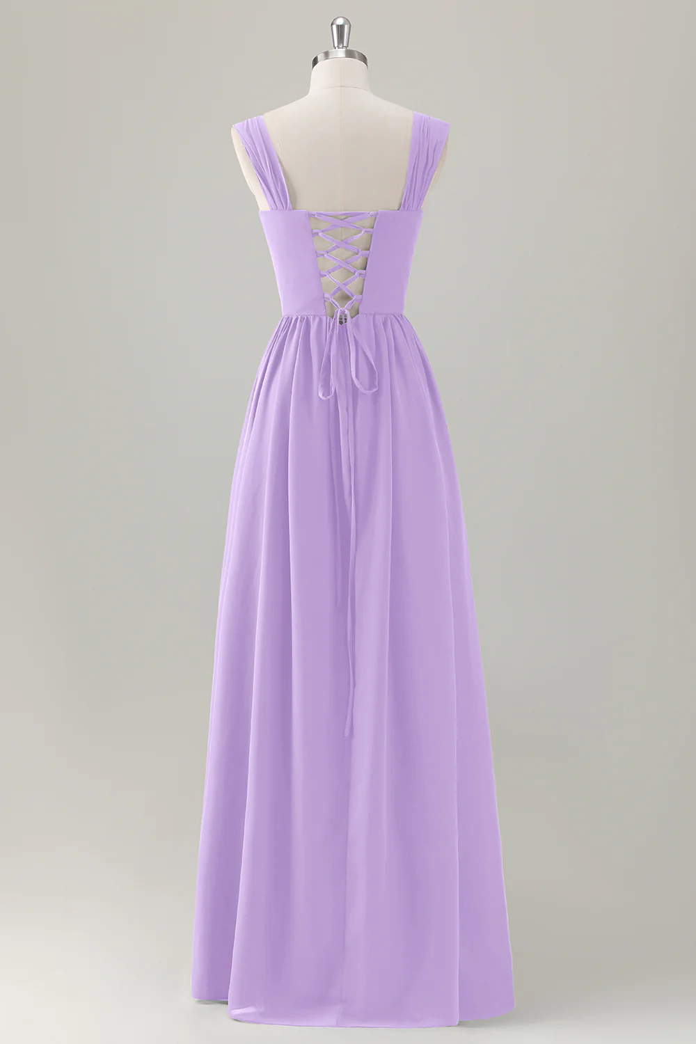 Dark Blue A Line Square Neck Corset Long Bridesmaid Dress with Lace Up Back - Image 24
