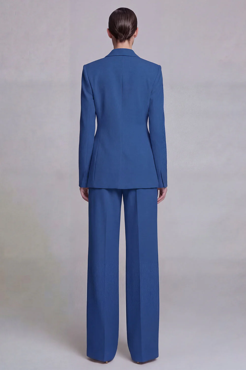 Dark Blue Notched Lapel Single Breasted 2 Piece Wide Leg Prom Suits - Image 2