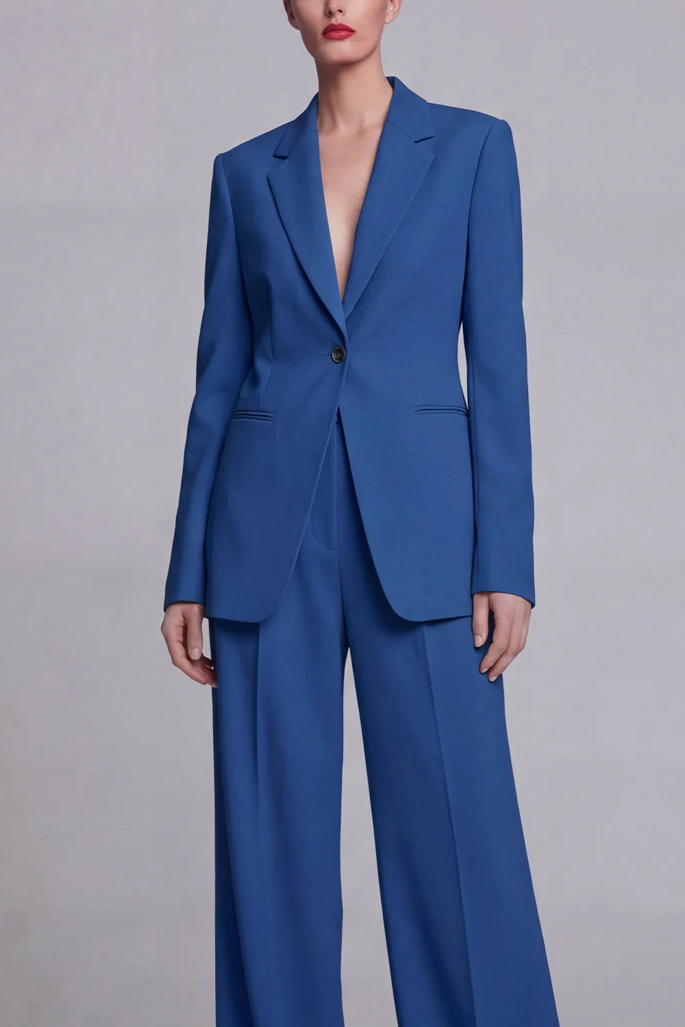 Dark Blue Notched Lapel Single Breasted 2 Piece Wide Leg Prom Suits - Image 3