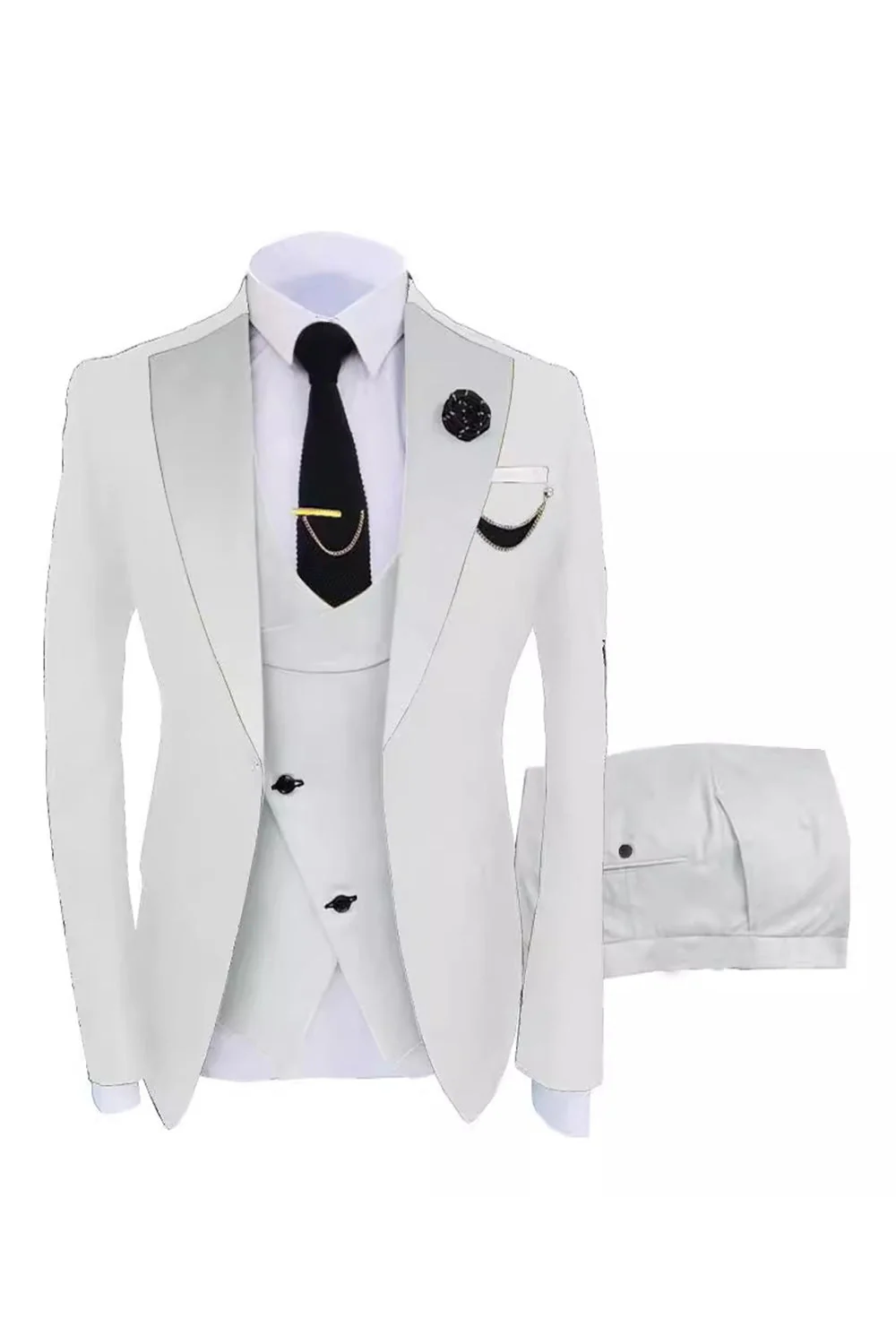 Dark Green 3 Piece One Button Notch Lapel Men's Prom Suits - Image 13