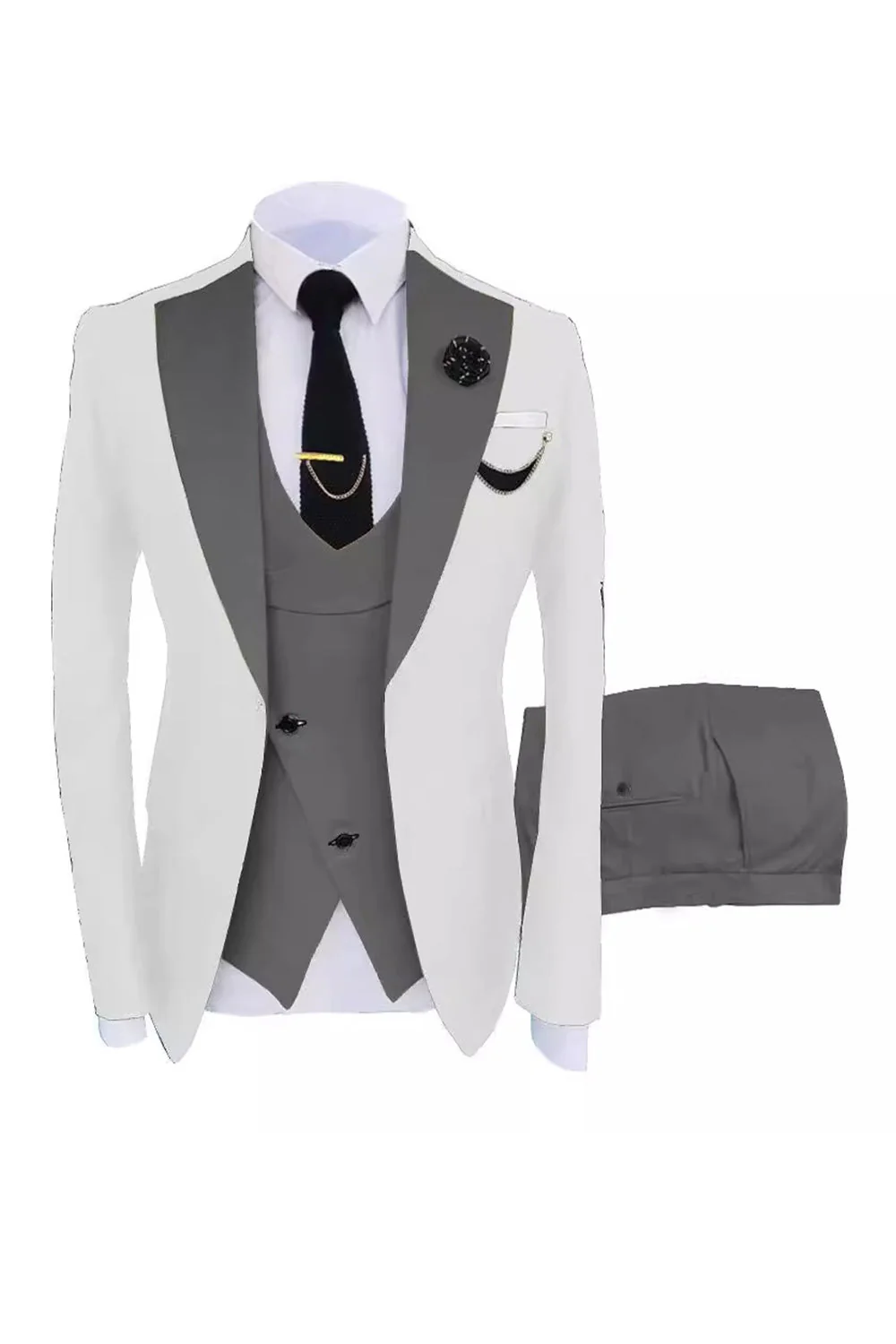 Dark Green 3 Piece One Button Notch Lapel Men's Prom Suits - Image 7