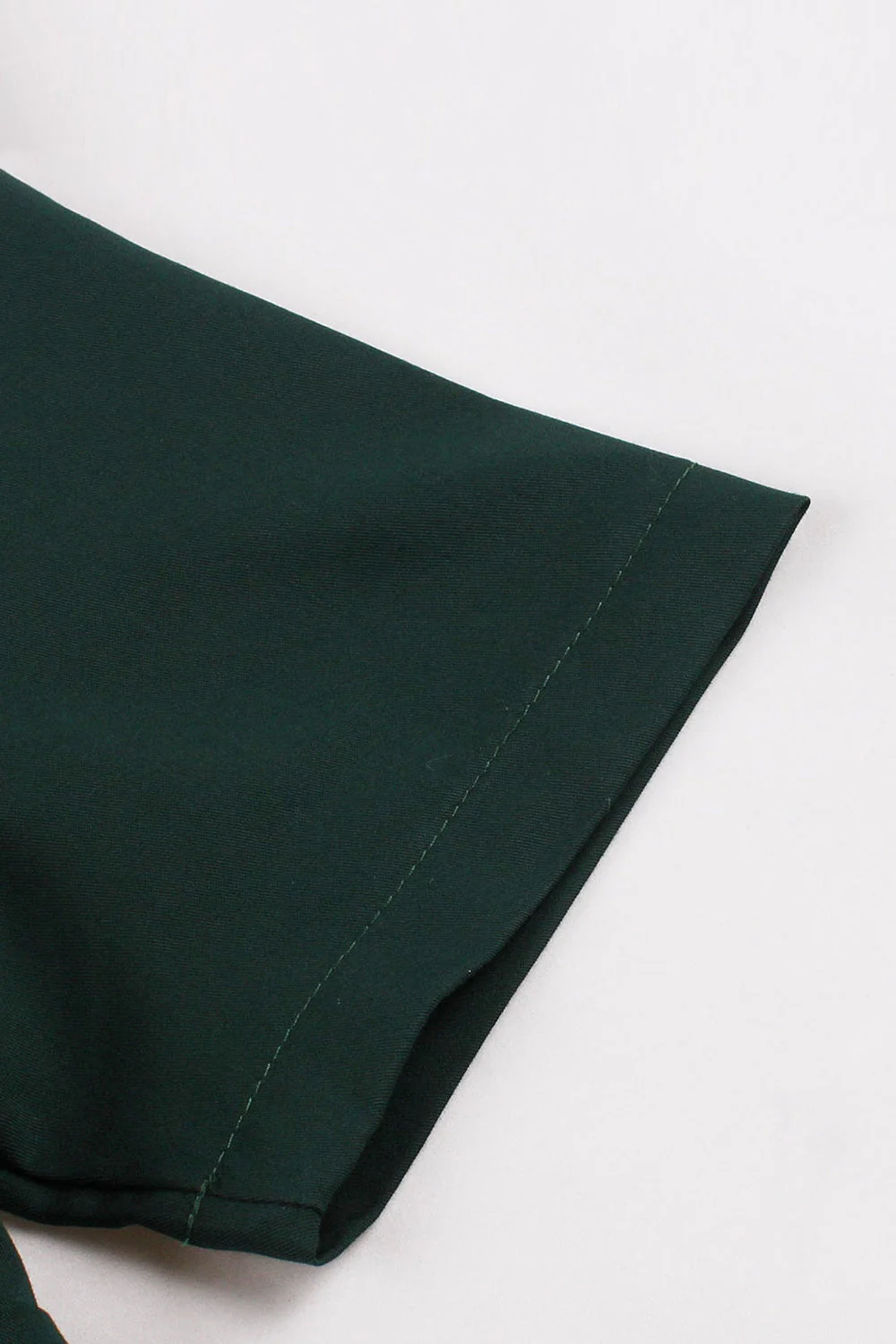 Dark Green Ruffled Short Sleeves 1950s Dress - Image 5