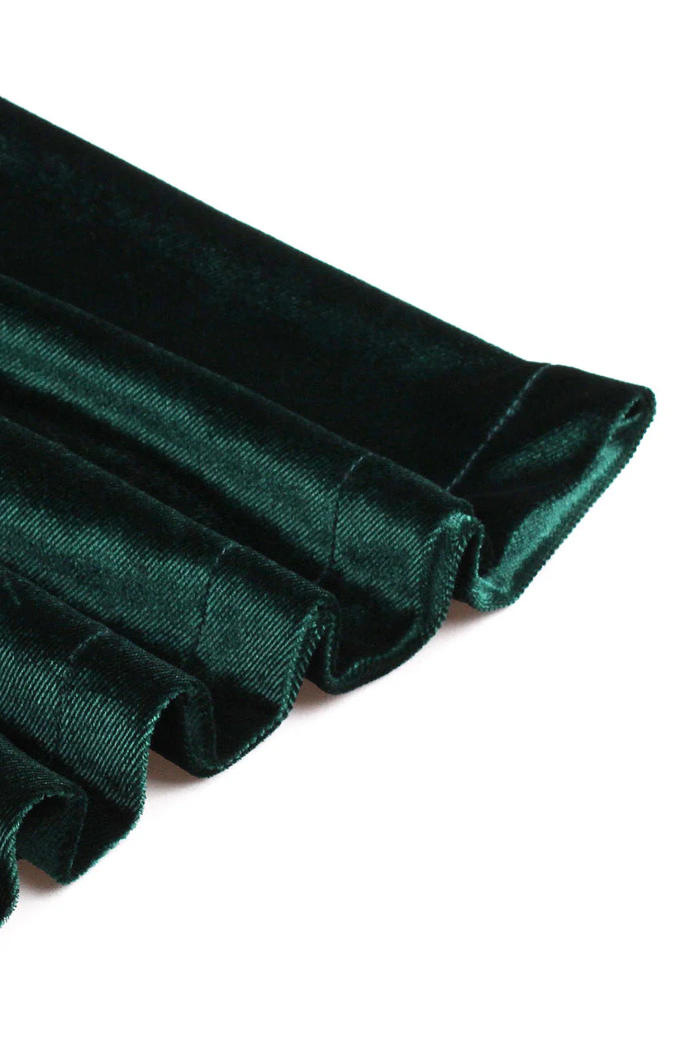 Dark Green Velvet V Neck Ruffled 1950s Dress - Image 4