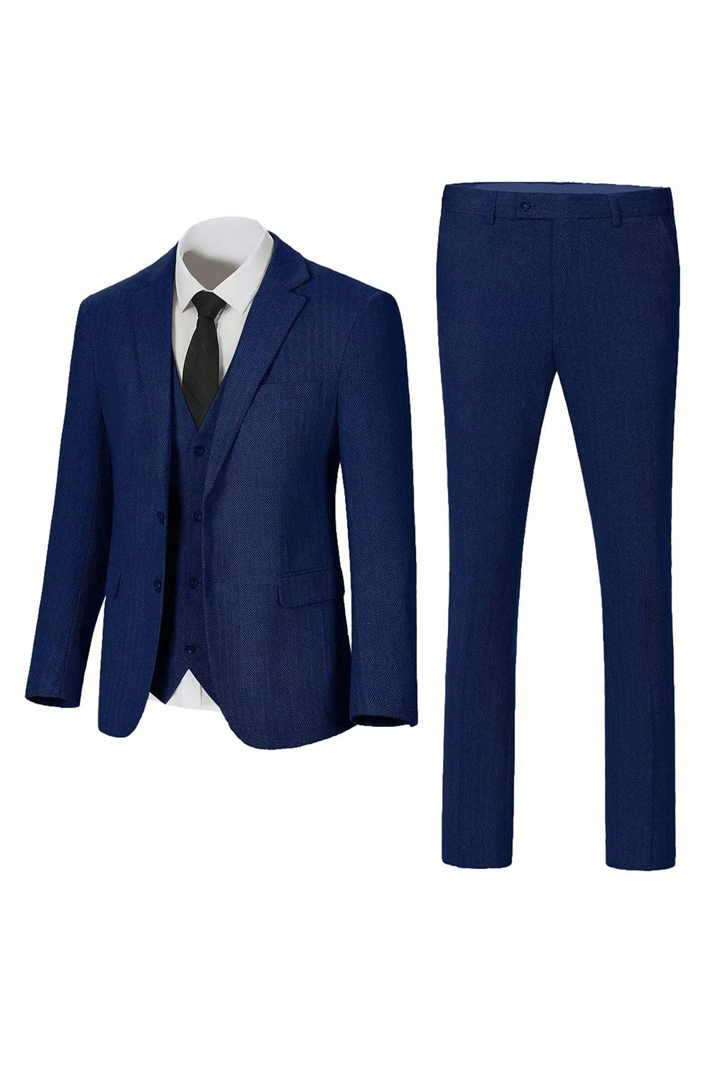 Dark Grey Notched Lapel Single Breasted 3 Piece Men's Suits - Image 13