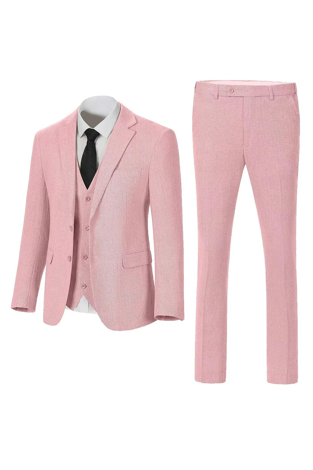 Dark Grey Notched Lapel Single Breasted 3 Piece Men's Suits - Image 5