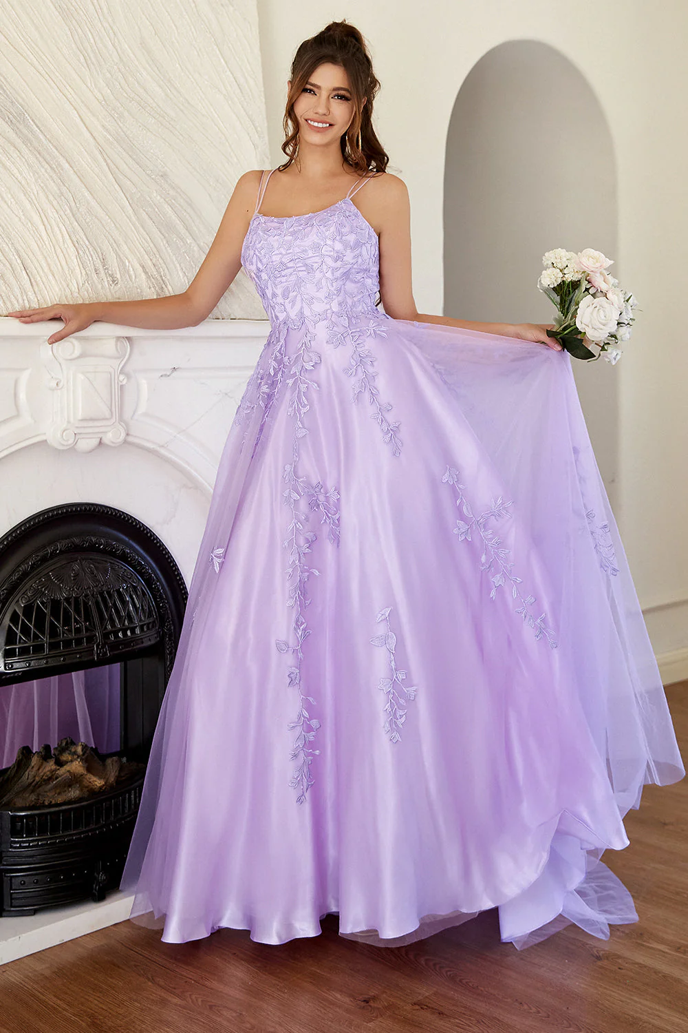Yellow Spaghetti Straps Prom Dress - Image 9